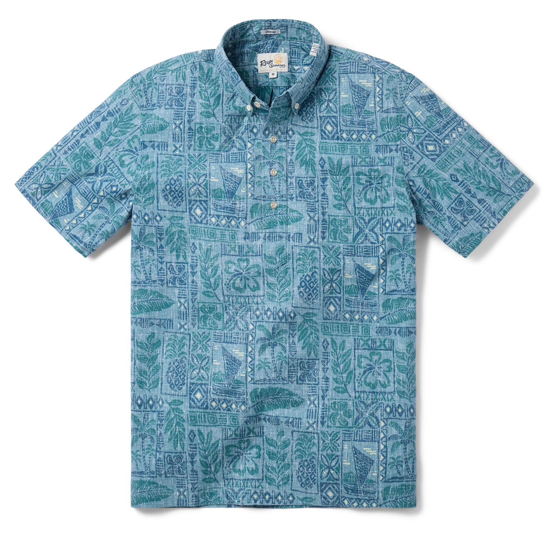 Reyn Spooner TAHITIAN TAPA PULLOVER in SURF BLUE