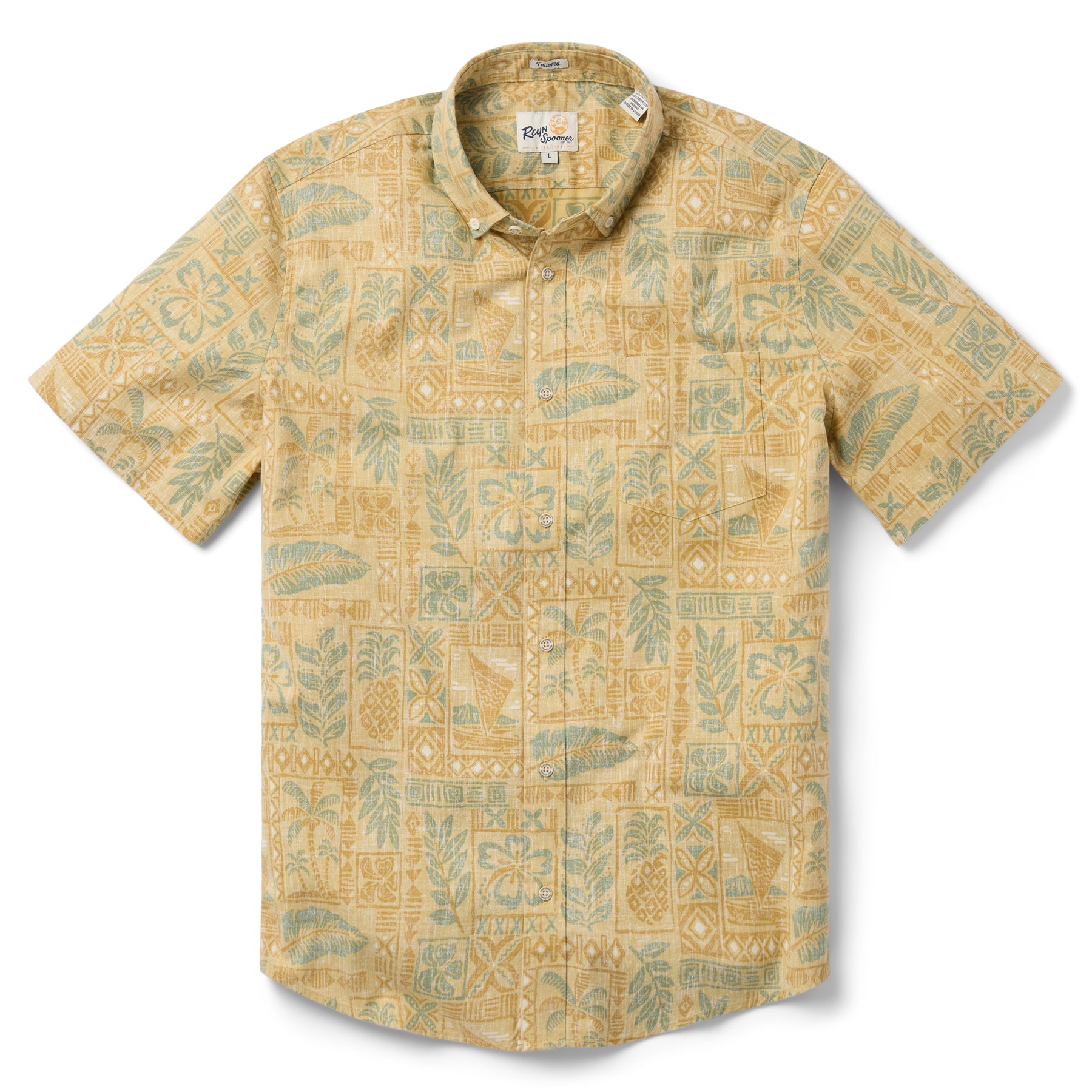 Reyn Spooner TAHITIAN TAPA TAILORED in DUSTY YELLOW