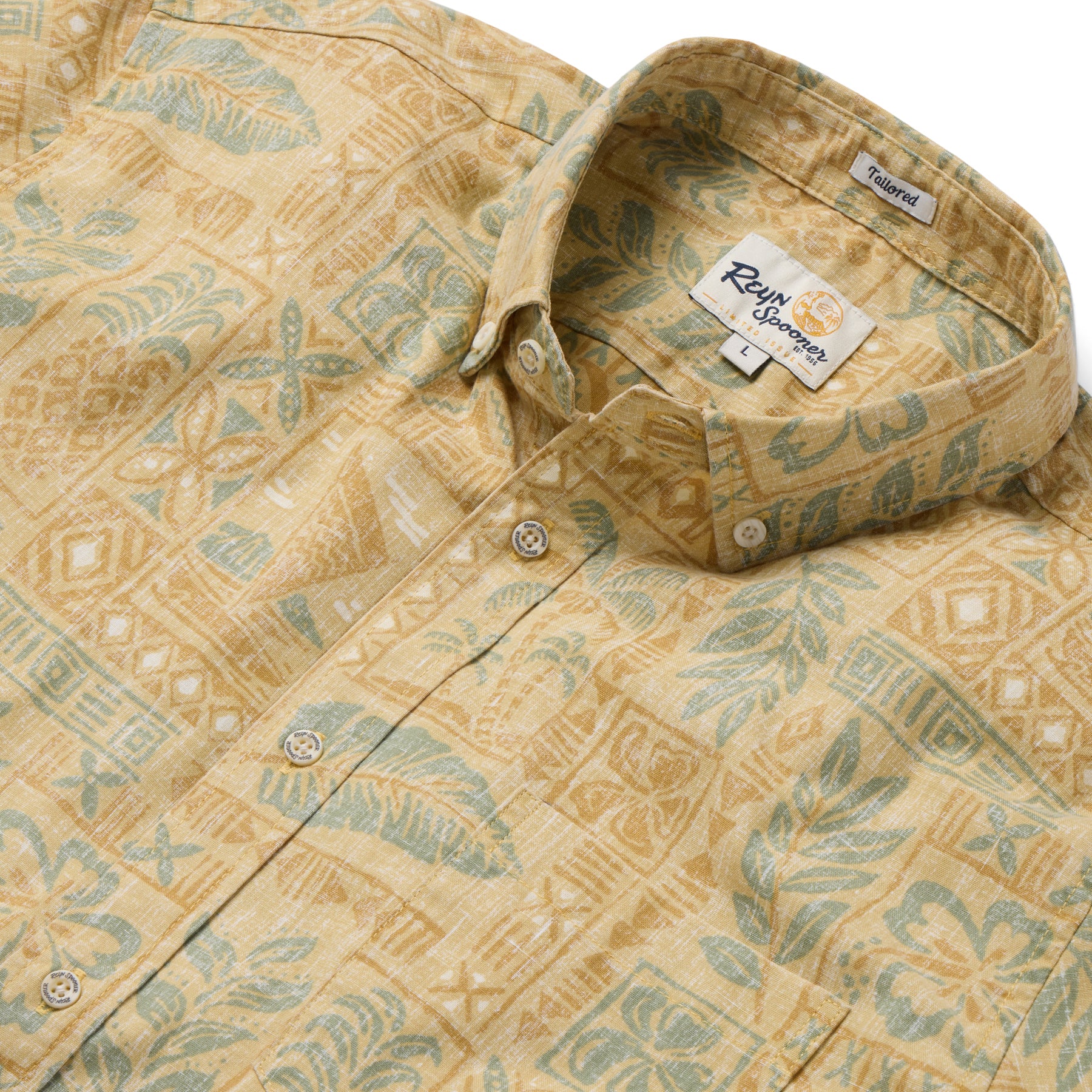 Reyn Spooner TAHITIAN TAPA TAILORED in DUSTY YELLOW