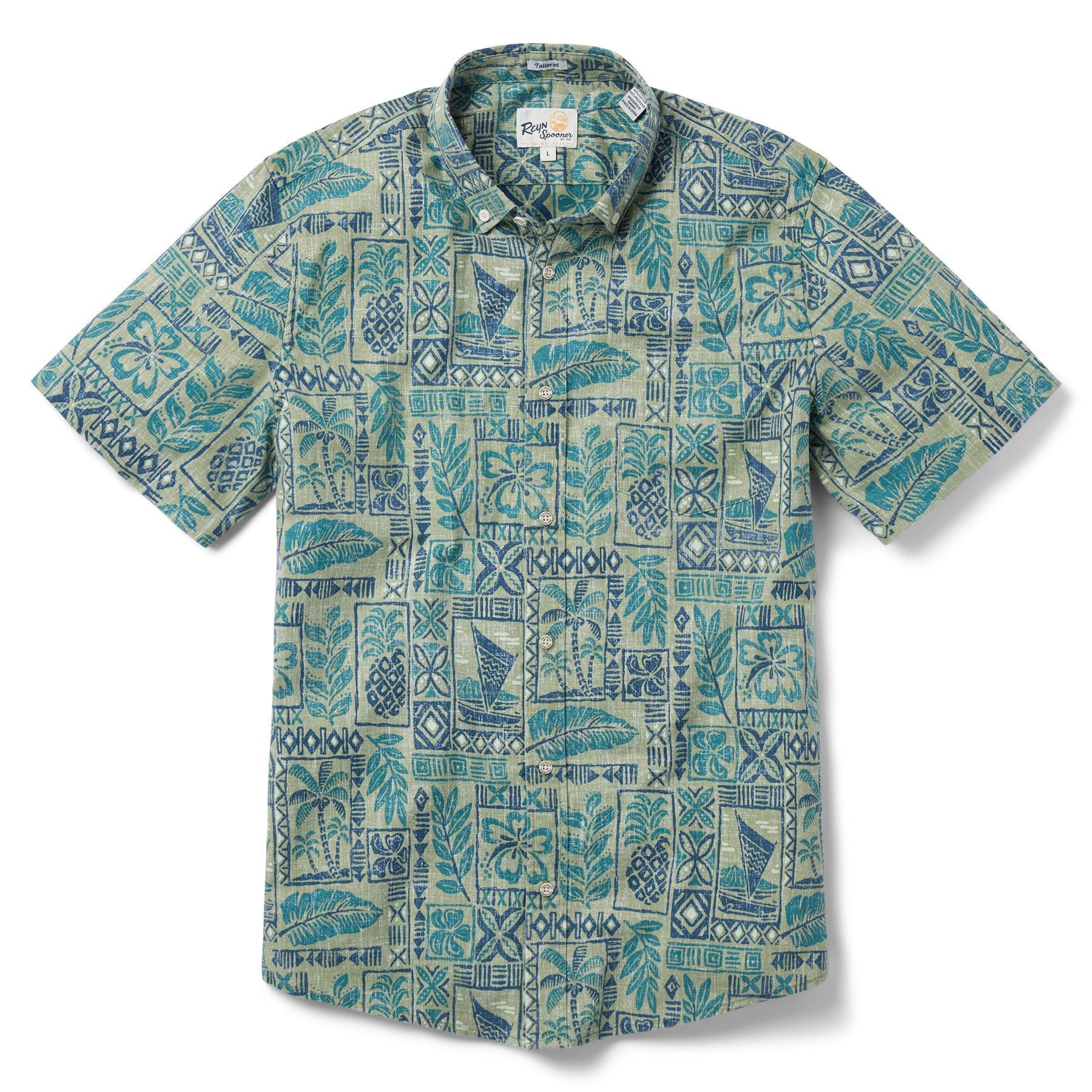 Reyn Spooner TAHITIAN TAPA TAILORED in OLIVE