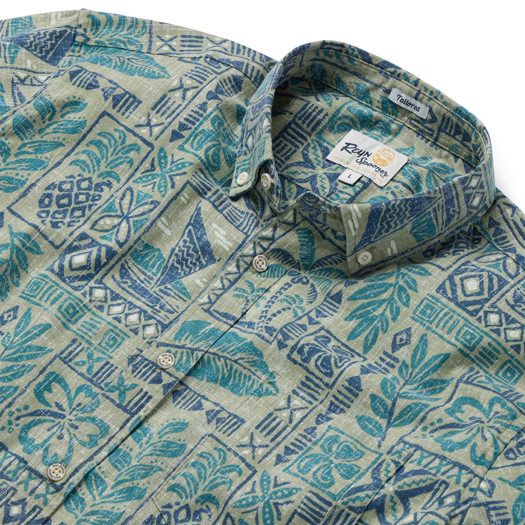 Reyn Spooner TAHITIAN TAPA TAILORED in OLIVE