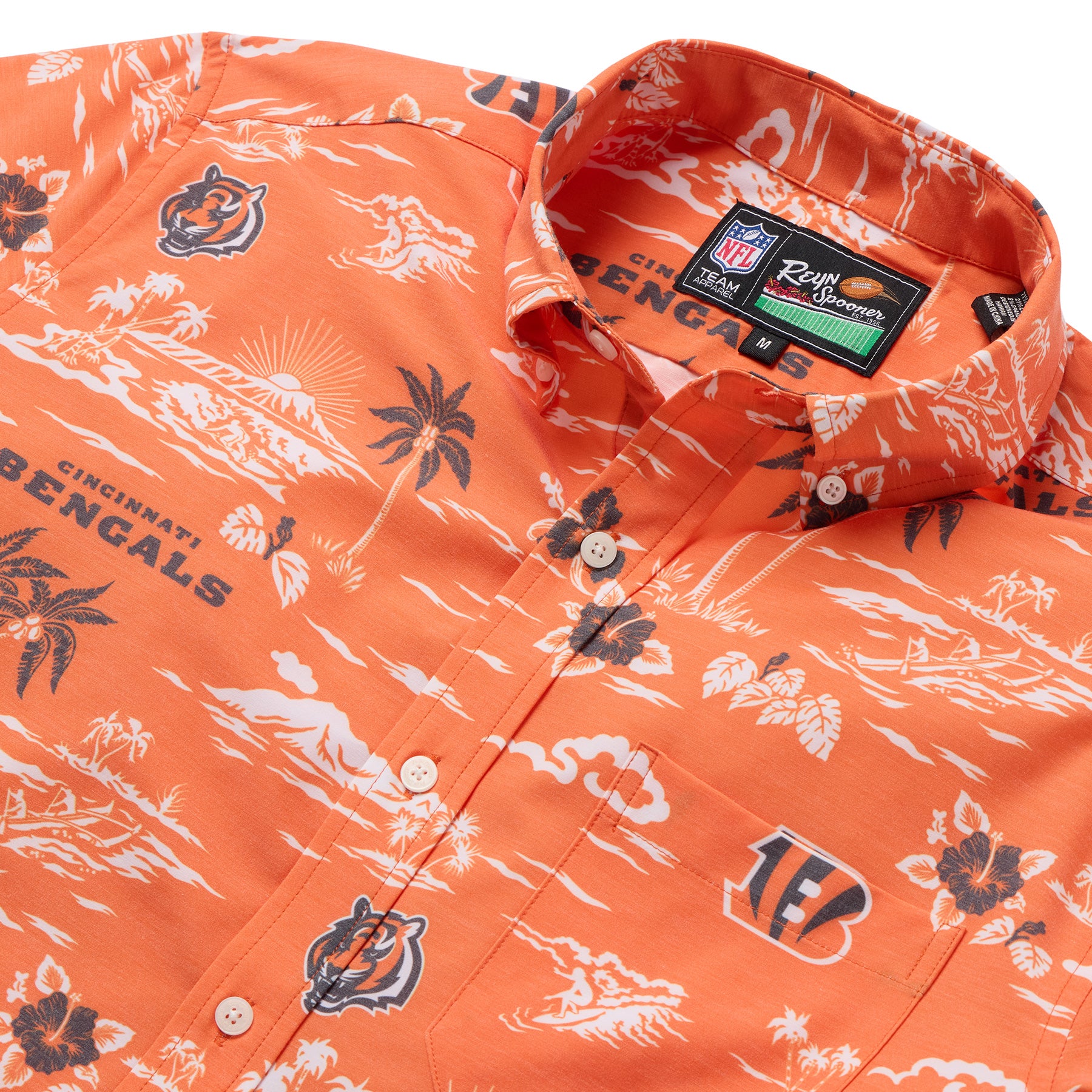 Reyn Spooner NFL® CINCINNATI BENGALS GAME DAY PERFORMANCE BUTTON FRONT in ORANGE