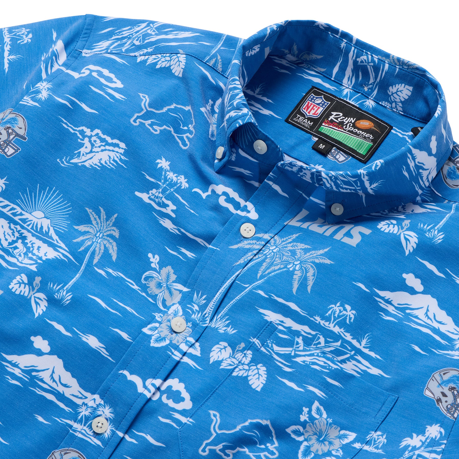 Reyn Spooner NFL® DETROIT LIONS GAME DAY PERFORMANCE BUTTON FRONT in BLUE