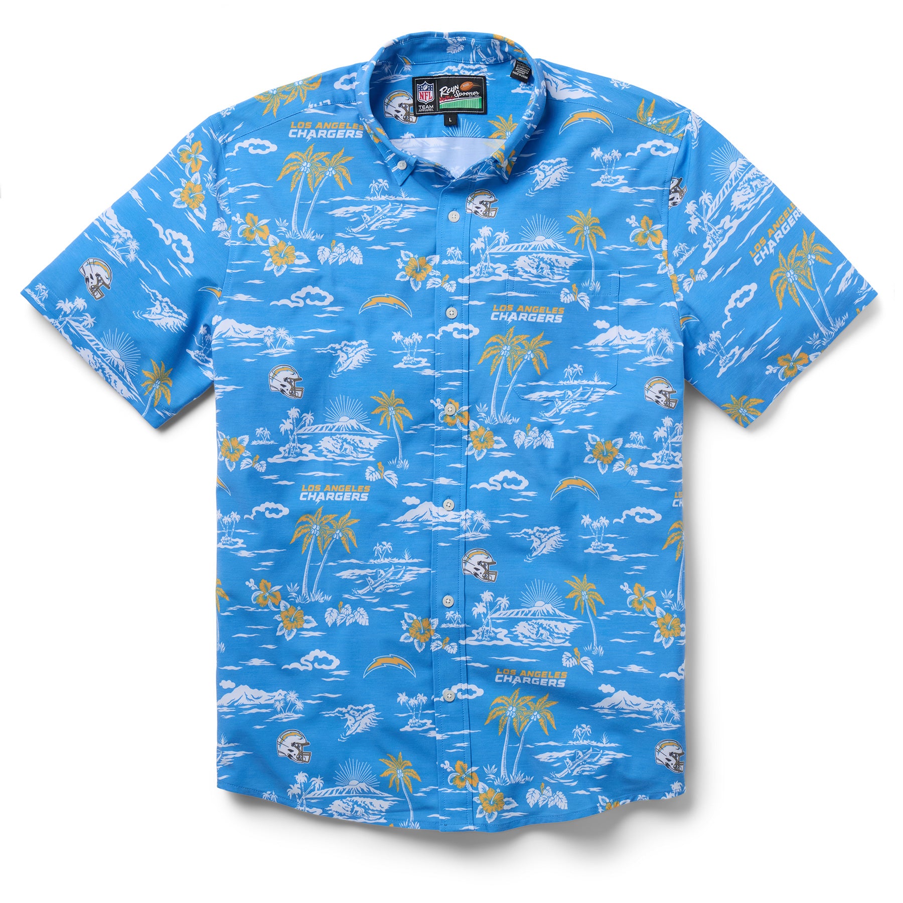 Reyn Spooner NFL® LOS ANGELES CHARGERS GAME DAY PERFORMANCE BUTTON FRONT in POWDER BLUE