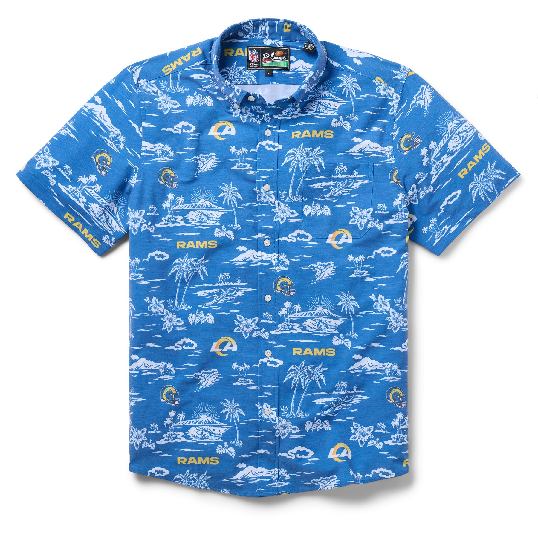 Reyn Spooner NFL® LOS ANGELES RAMS GAME DAY PERFORMANCE BUTTON FRONT in ROYAL