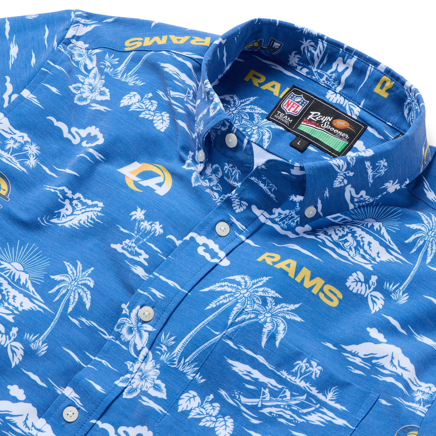 Reyn Spooner NFL® LOS ANGELES RAMS GAME DAY PERFORMANCE BUTTON FRONT in ROYAL