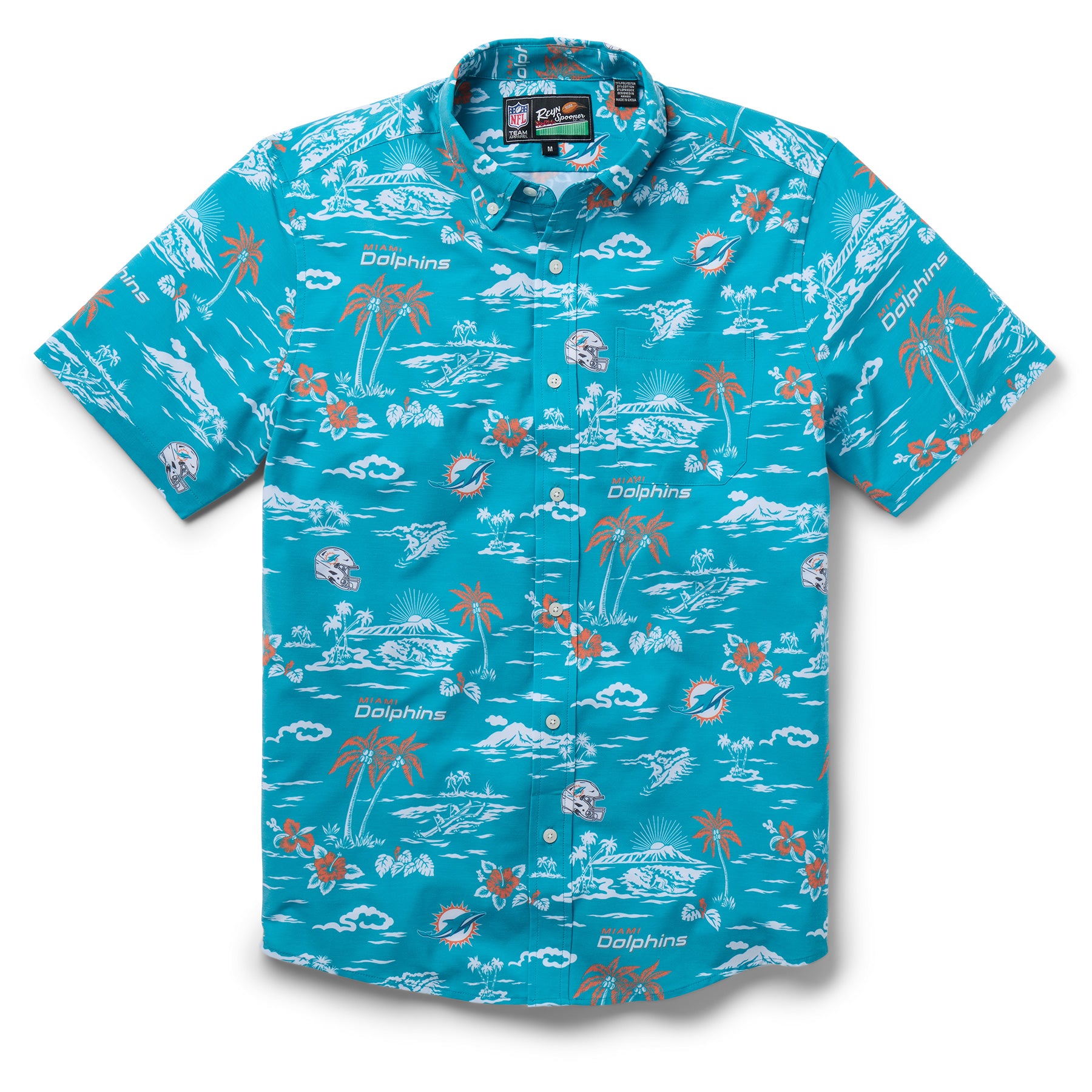 Reyn Spooner NFL® MIAMI DOLPHINS GAME DAY PERFORMANCE BUTTON FRONT in AQUA