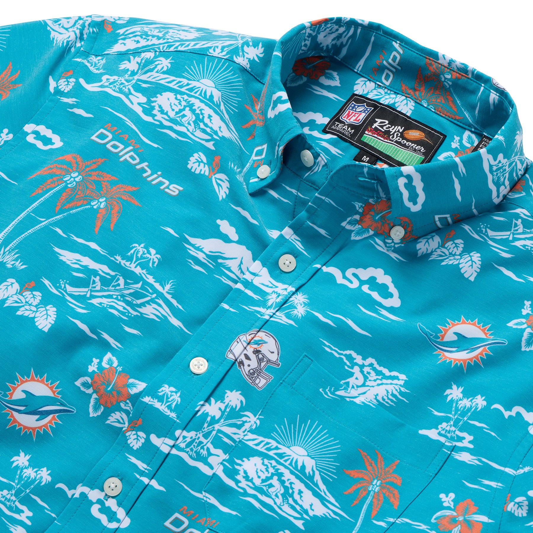 Reyn Spooner NFL® MIAMI DOLPHINS GAME DAY PERFORMANCE BUTTON FRONT in AQUA