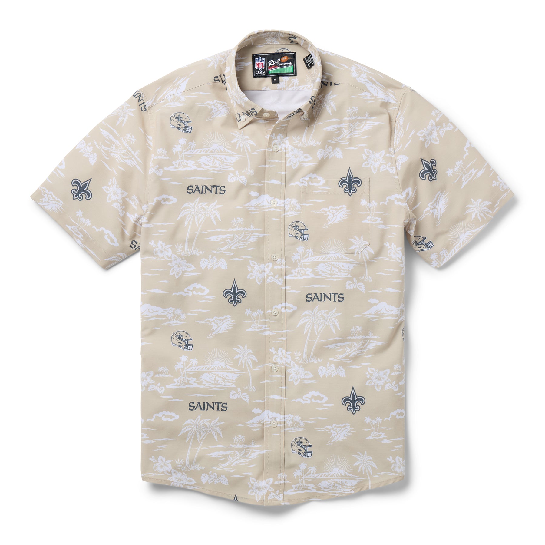 Reyn Spooner NEW ORLEANS SAINTS KEKAI PERFORMANCE BUTTON FRONT in GOLD