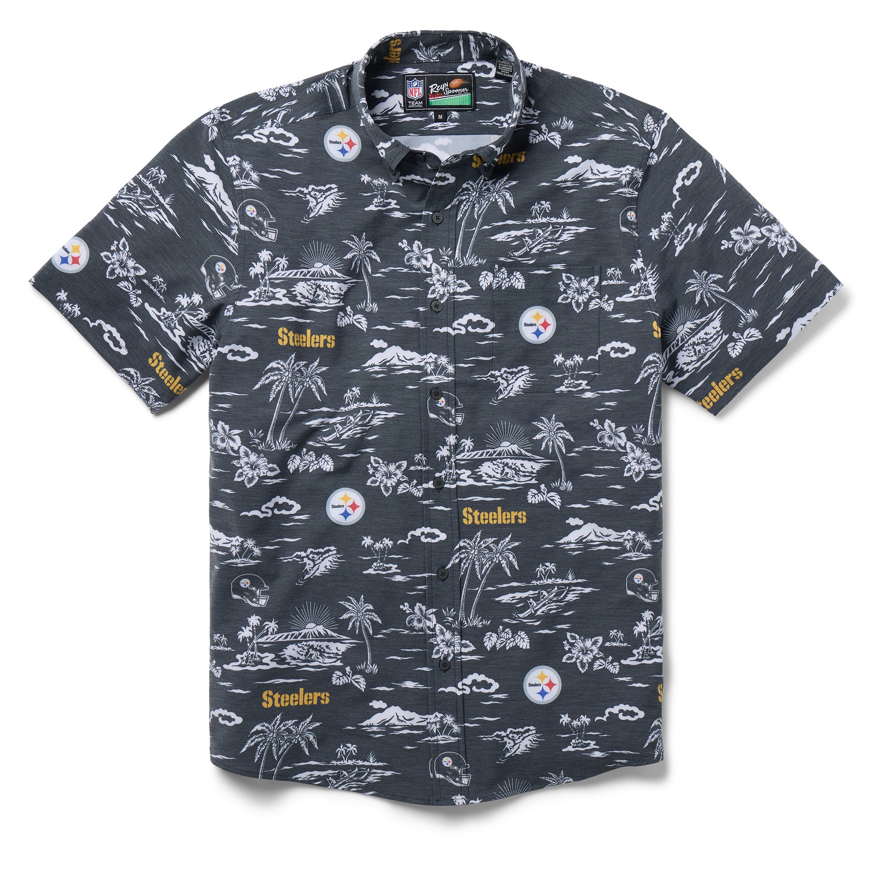 Reyn Spooner NFL® PITTSBURGH STEELERS GAME DAY PERFORMANCE BUTTON FRONT in BLACK