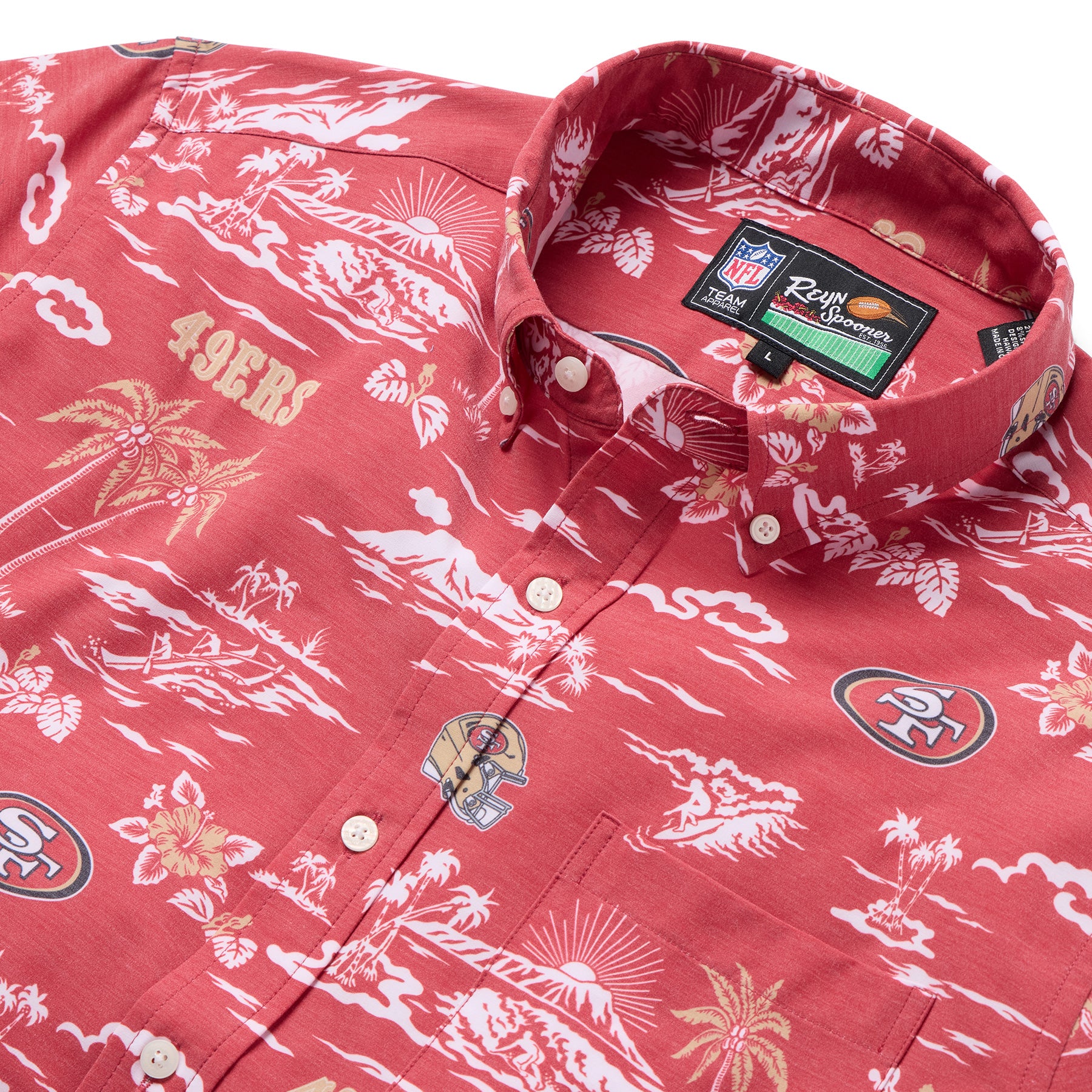 Reyn Spooner NFL® SAN FRANCISCO 49ERS GAME DAY PERFORMANCE BUTTON FRONT in RED