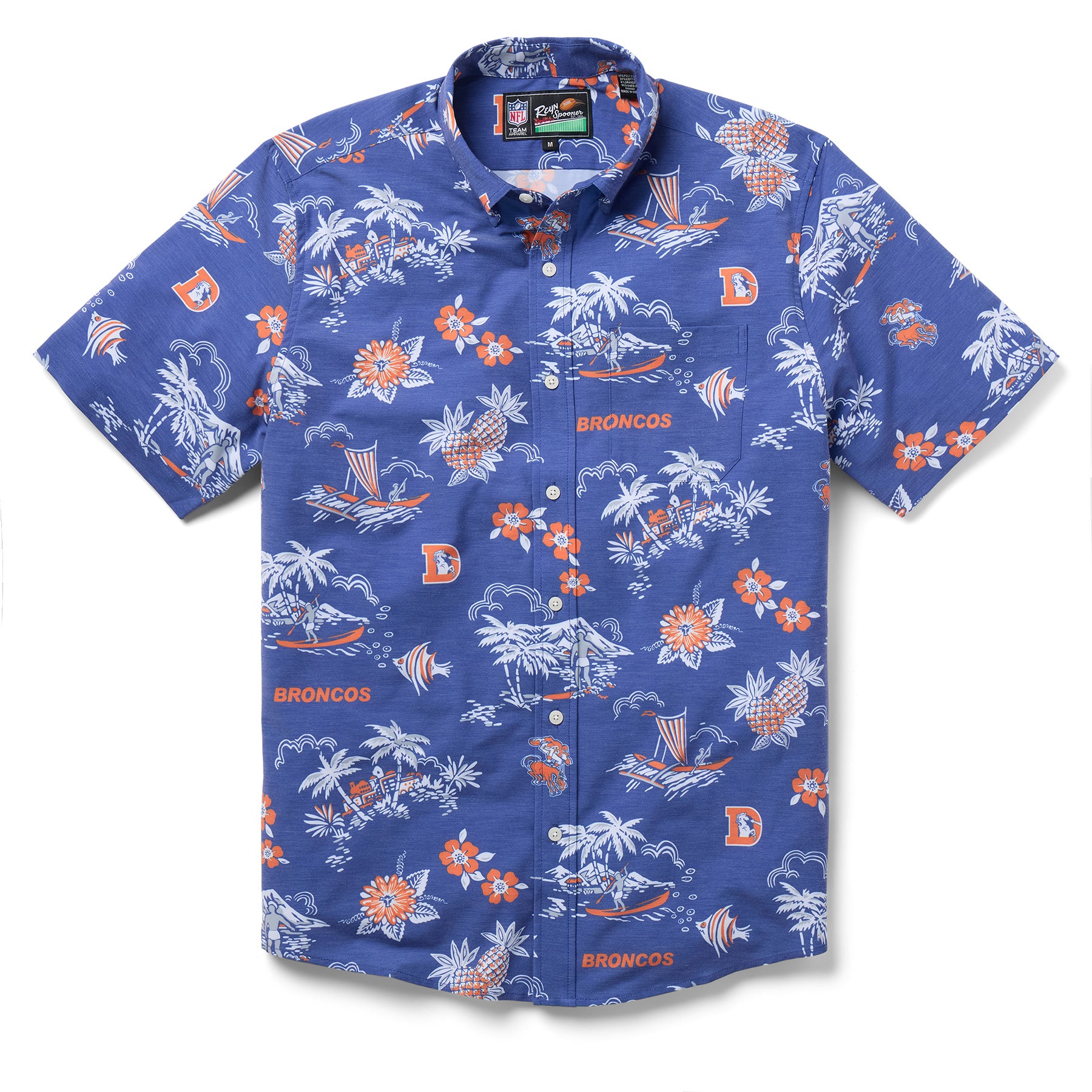 Reyn Spooner NFL® DENVER BRONCOS THROWBACK PERFORMANCE BUTTON FRONT in BLUE