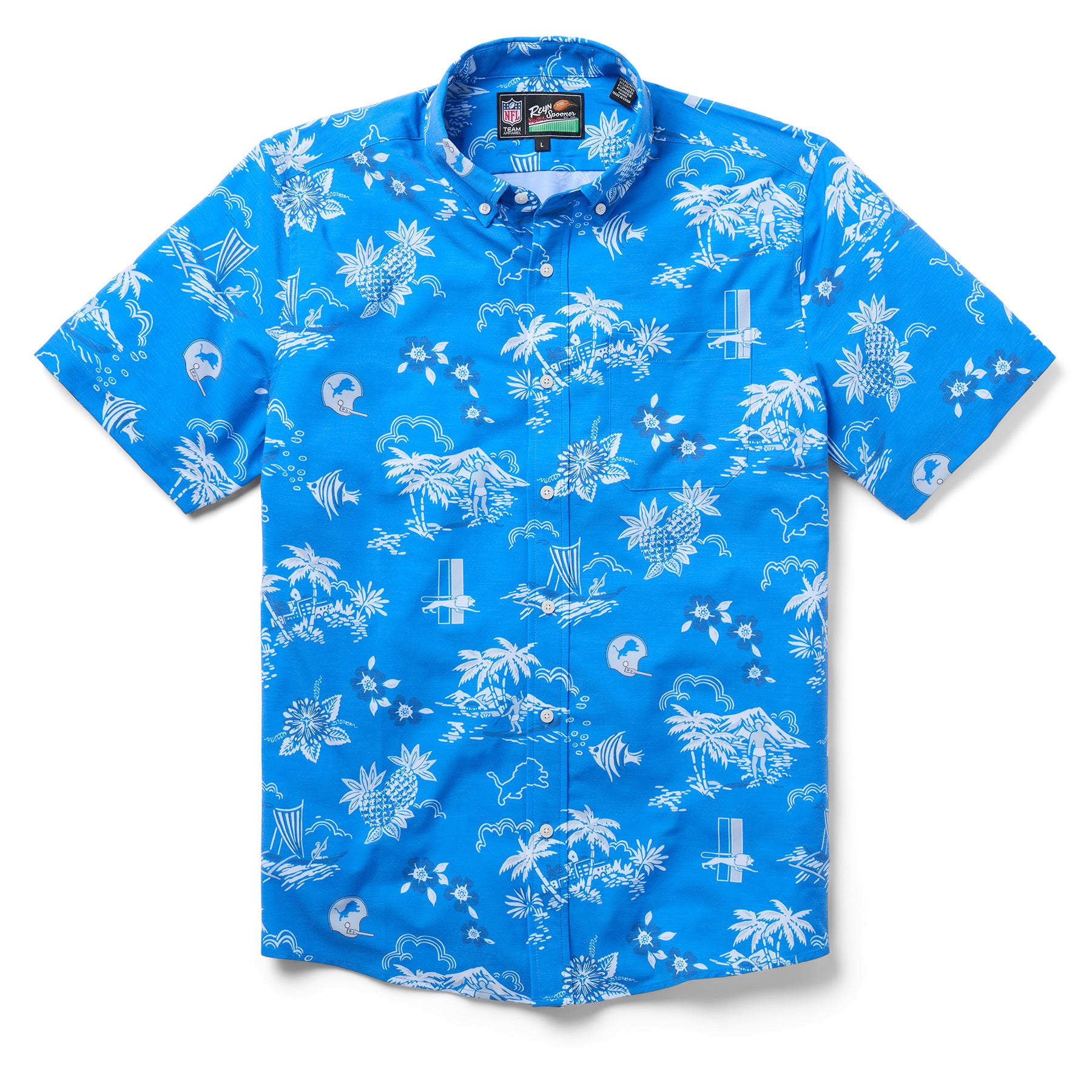 Reyn Spooner NFL® DETROIT LIONS THROWBACK PERFORMANCE BUTTON FRONT in BLUE