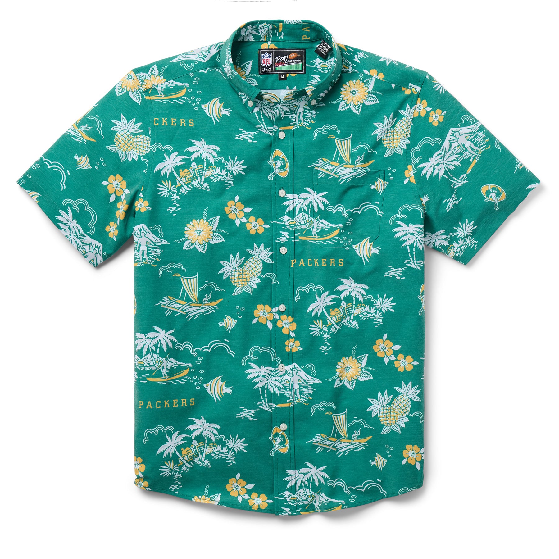 Reyn Spooner NFL® GREEN BAY PACKERS THROWBACK PERFORMANCE BUTTON FRONT in GREEN