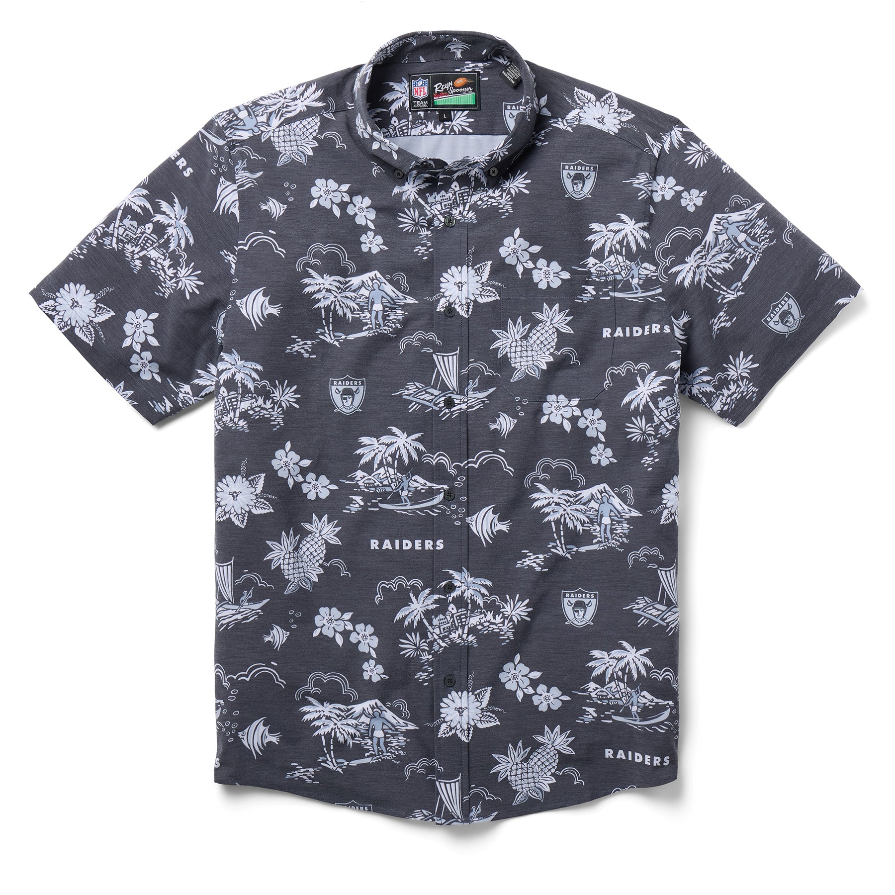 Reyn Spooner NFL® LAS VEGAS RAIDERS THROWBACK PERFORMANCE BUTTON FRONT in BLACK