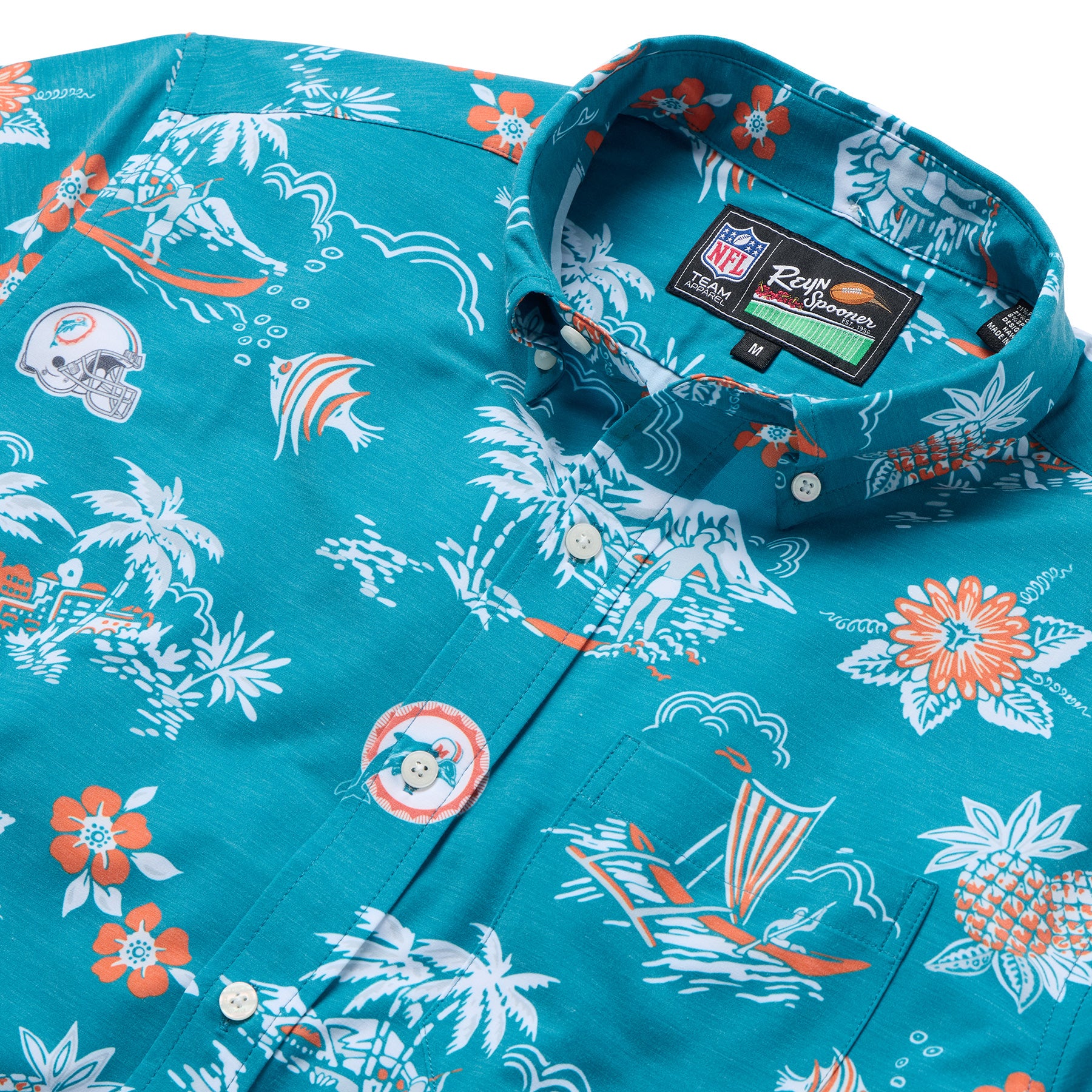 Reyn Spooner NFL® MIAMI DOLPHINS THROWBACK PERFORMANCE BUTTON FRONT in AQUA