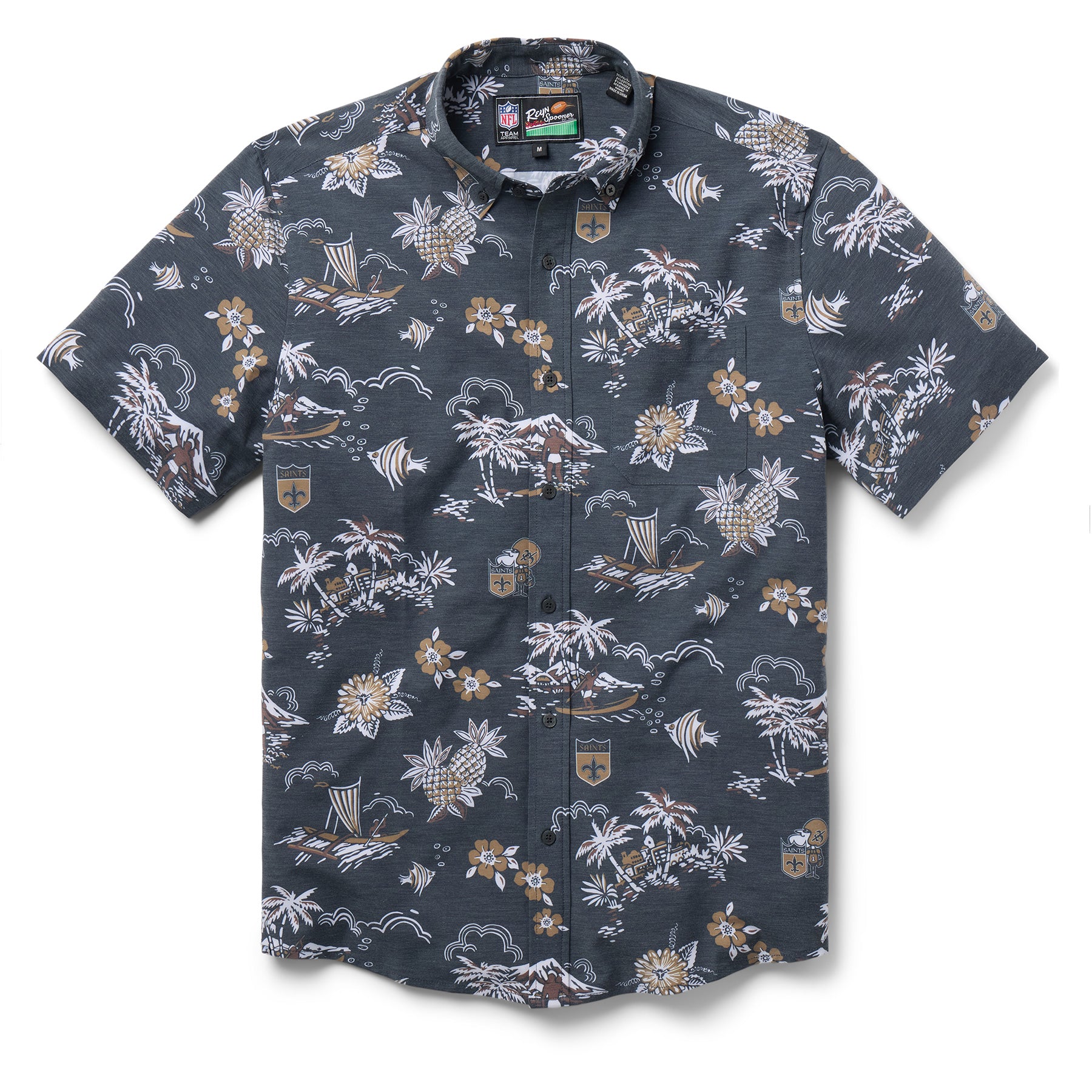 Reyn Spooner NFL® NEW ORLEANS SAINTS THROWBACK PERFORMANCE BUTTON FRONT in BLACK