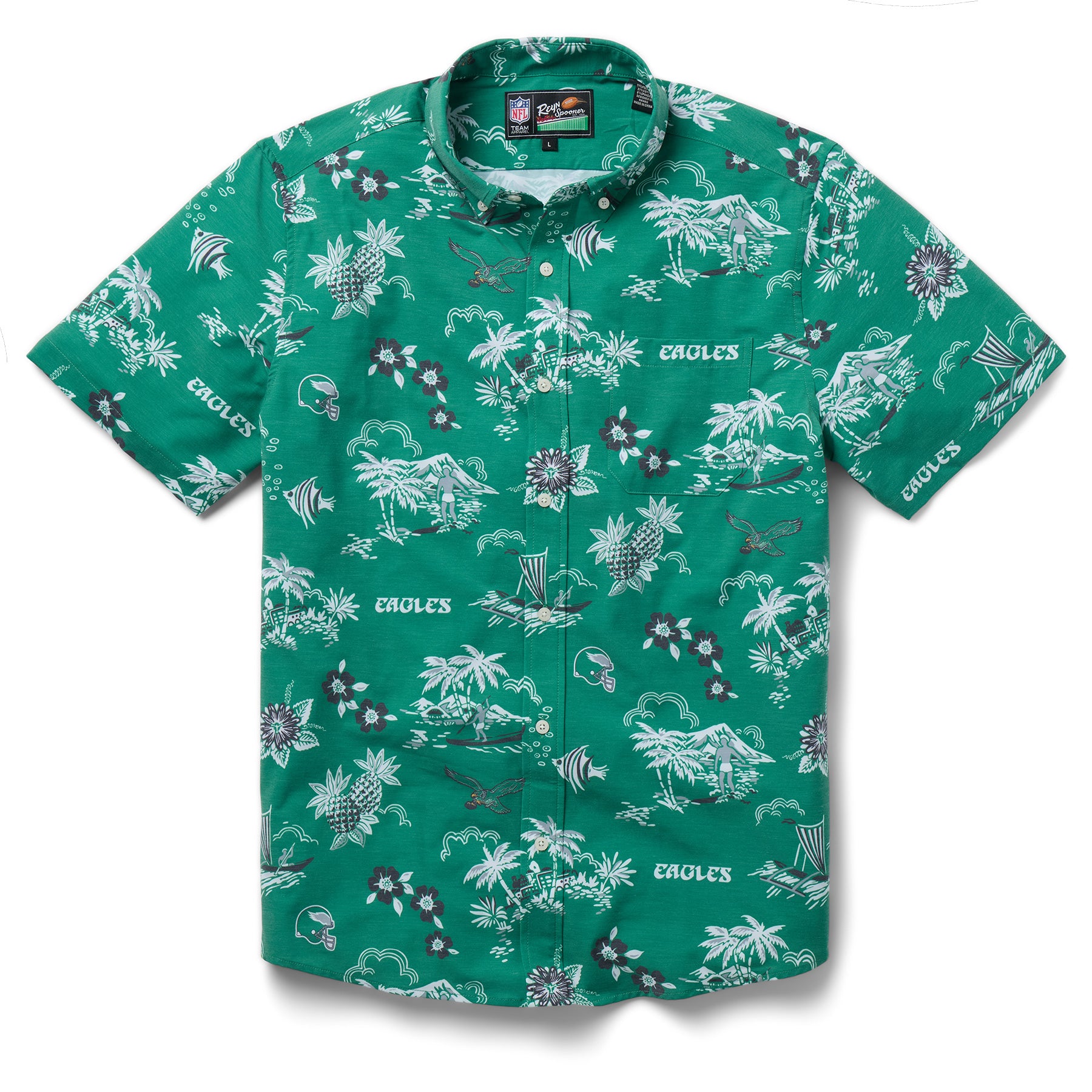 Reyn Spooner NFL® PHILADELPHIA EAGLES THROWBACK PERFORMANCE BUTTON FRONT in GREEN