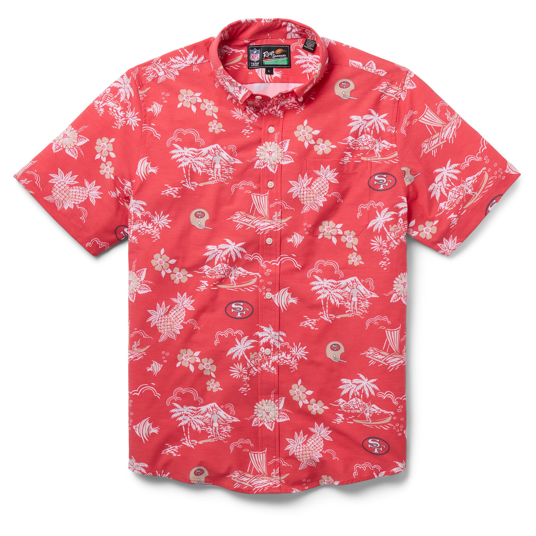 Reyn Spooner NFL® SAN FRANCISCO 49ERS THROWBACK PERFORMANCE BUTTON FRONT in RED