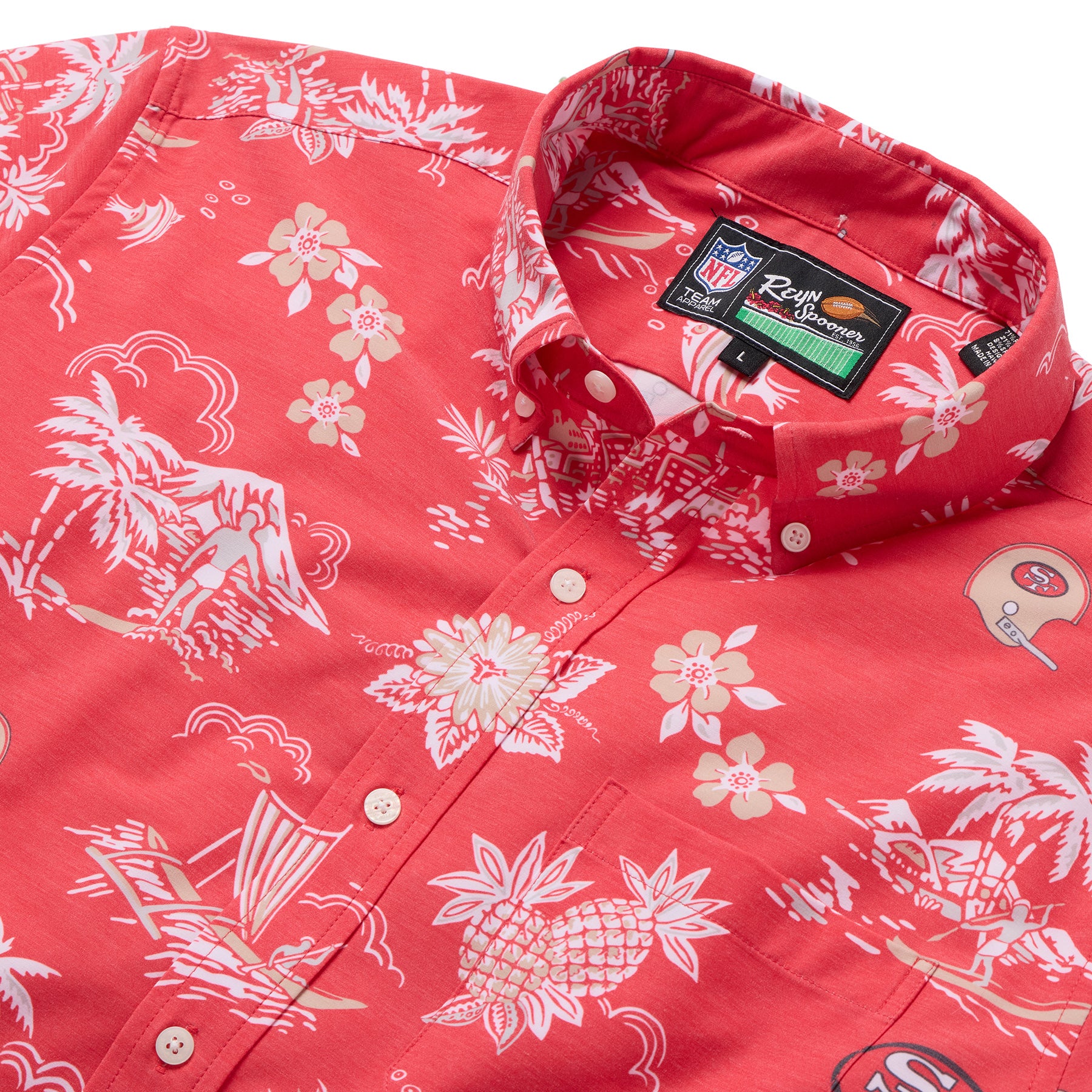 Reyn Spooner NFL® SAN FRANCISCO 49ERS THROWBACK PERFORMANCE BUTTON FRONT in RED