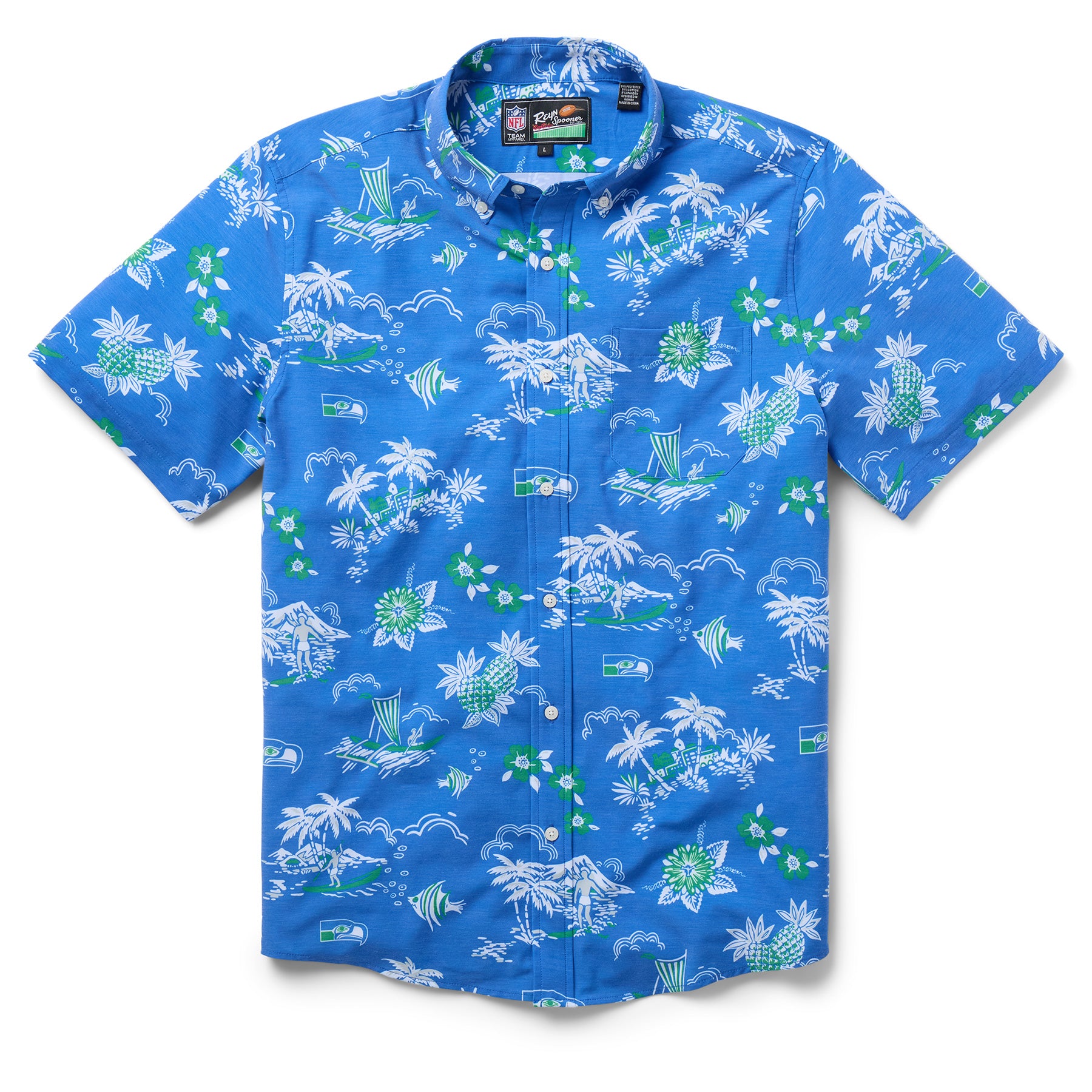 Reyn Spooner NFL® SEATTLE SEAHAWKS THROWBACK PERFORMANCE BUTTON FRONT in BLUE