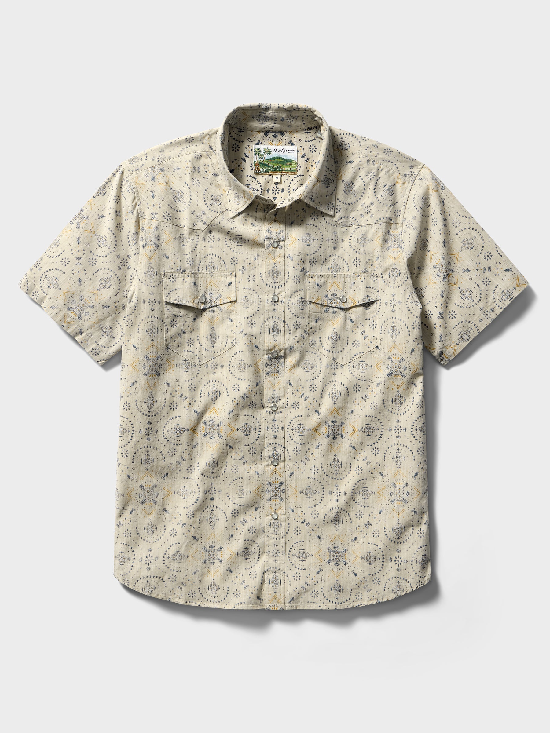 Reyn Spooner WANDERLUST BANDANA BUTTON FRONT in STONE