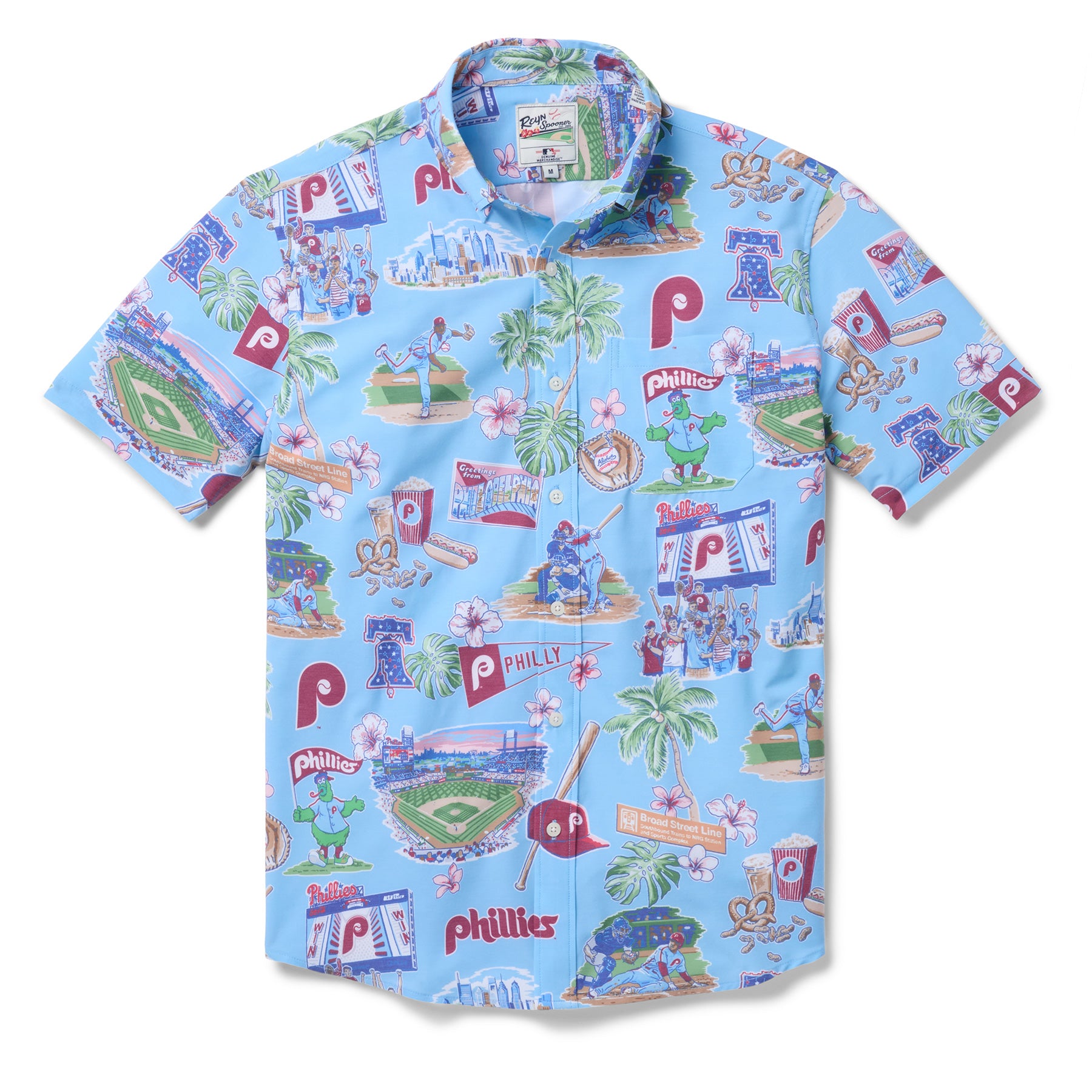 Reyn Spooner MLB® PHILADELPHIA PHILLIES SCENIC PERFORMANCE BUTTON FRONT in COLUMBIA BLUE