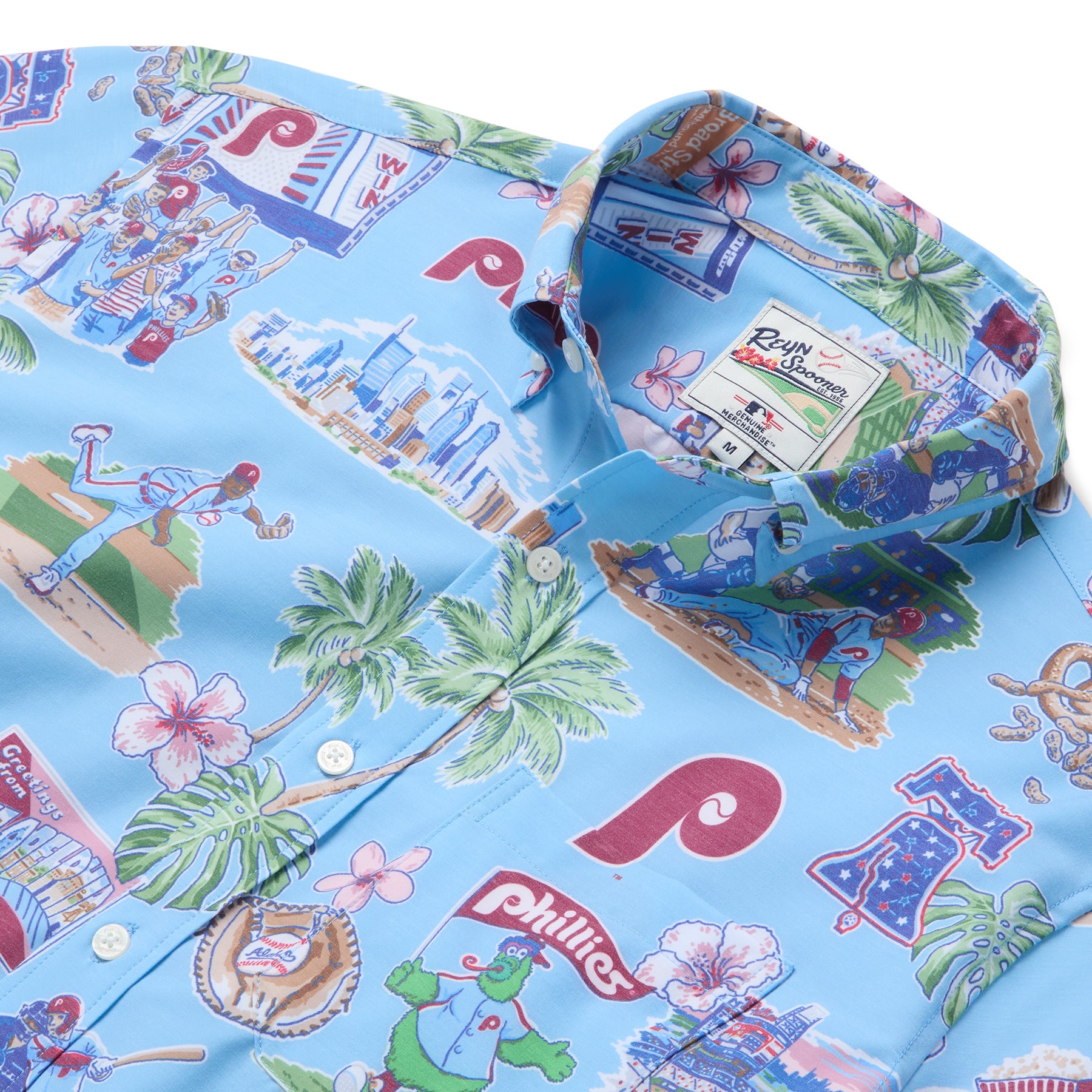 Reyn Spooner MLB® PHILADELPHIA PHILLIES SCENIC PERFORMANCE BUTTON FRONT in COLUMBIA BLUE