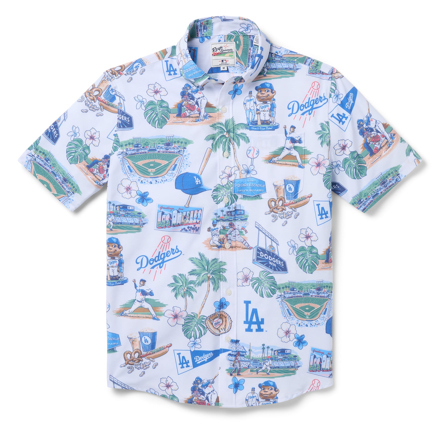 Reyn Spooner MLB® LOS ANGELES DODGERS SCENIC PERFORMANCE ALOHA SHIRT in WHITE