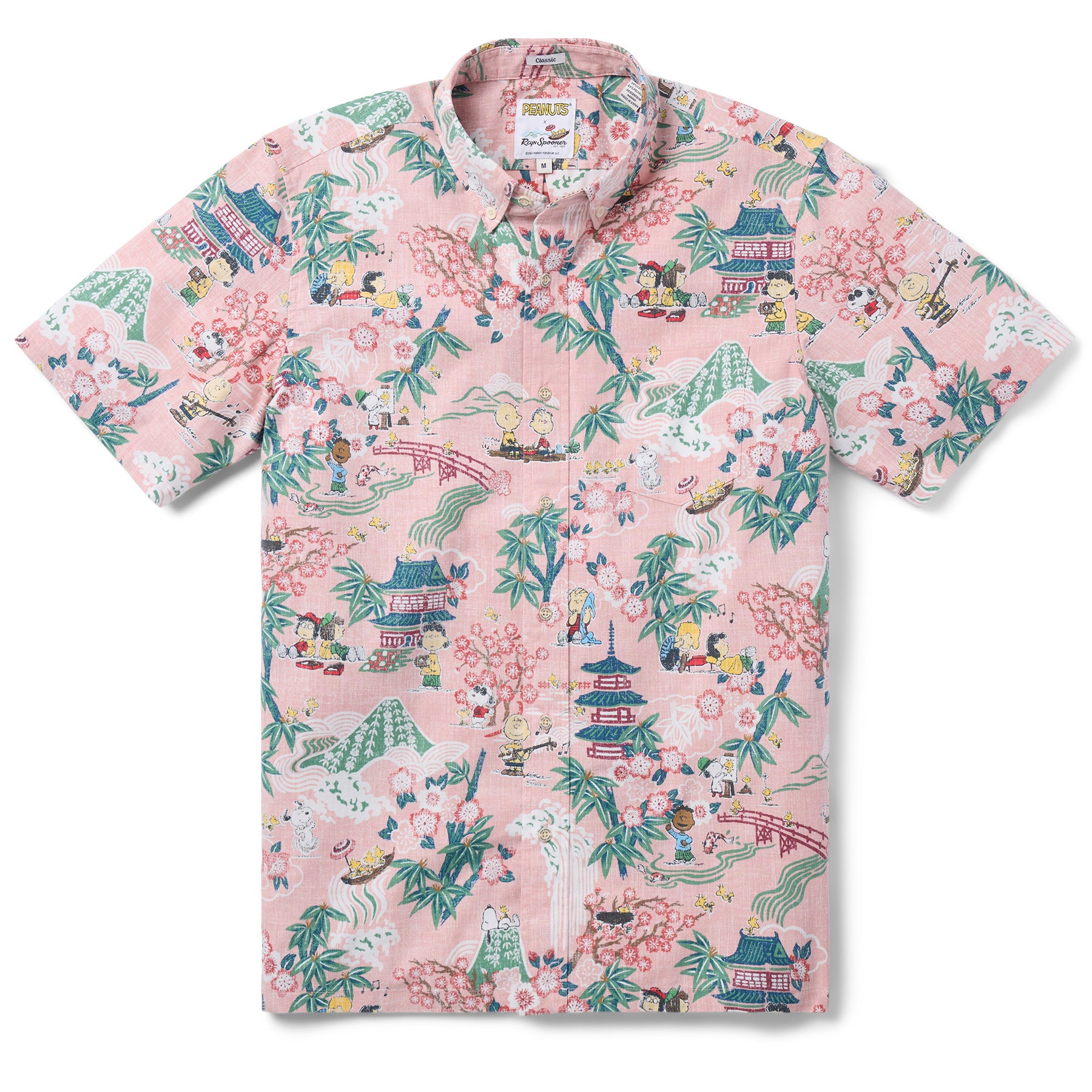 Reyn Spooner PEANUTS IN JAPAN BUTTON FRONT in PINK