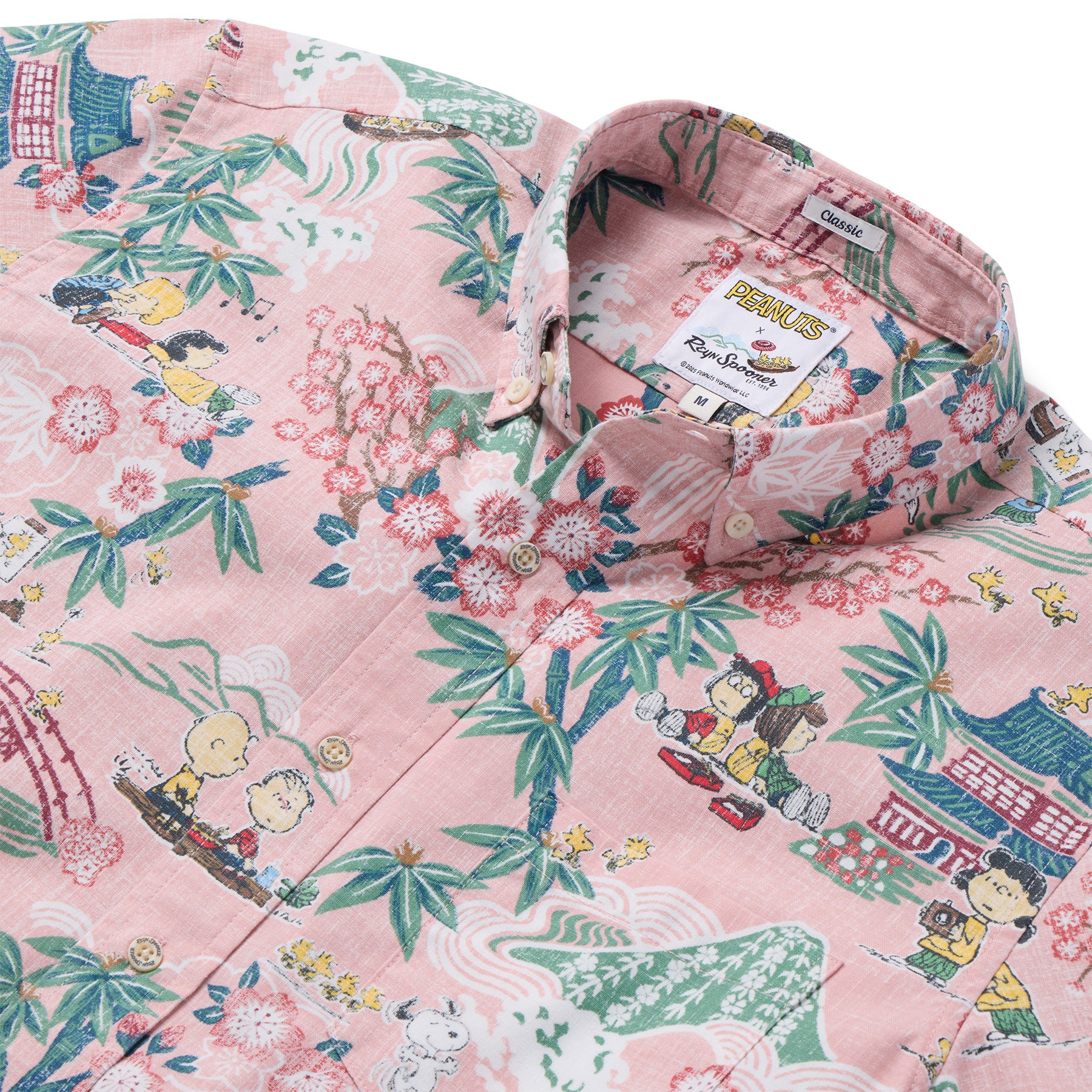 Reyn Spooner PEANUTS IN JAPAN BUTTON FRONT in PINK