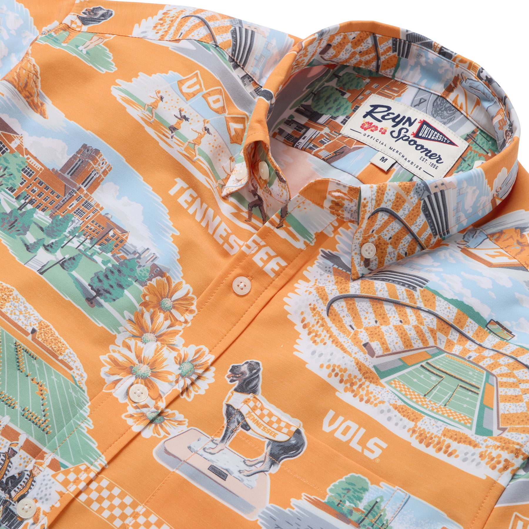 Reyn Spooner UNIVERSITY OF TENNESSEE SCENIC PERFORMANCE BUTTON FRONT in ORANGE