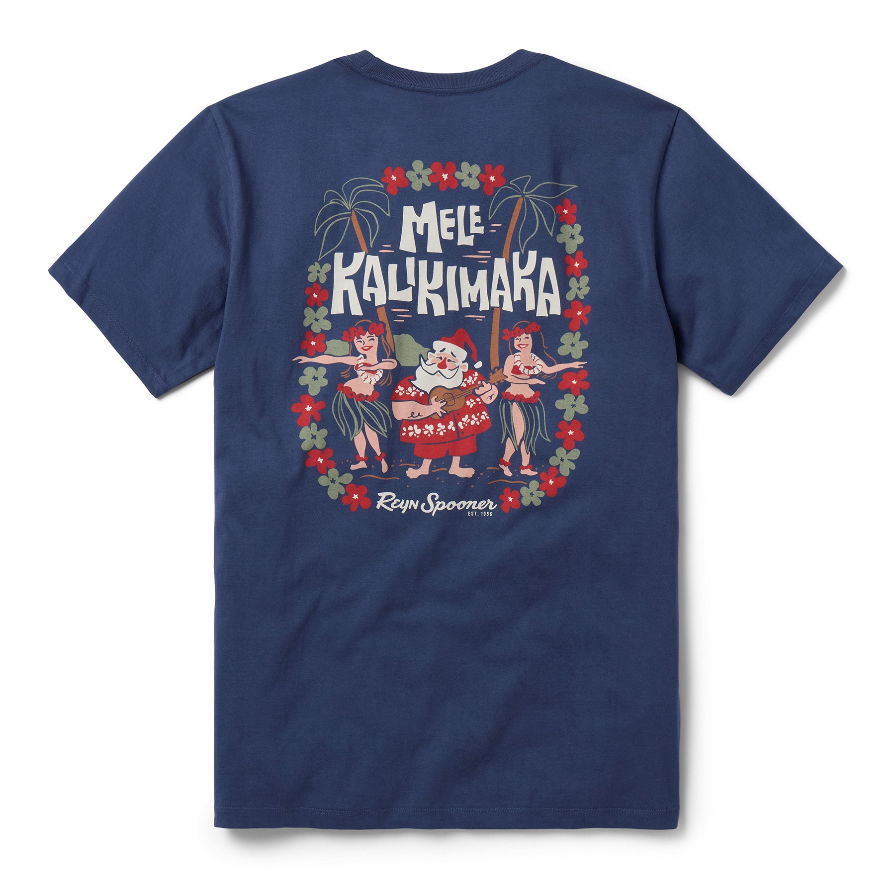Reyn Spooner SANTA HULA GRAPHIC TEE in NAVY