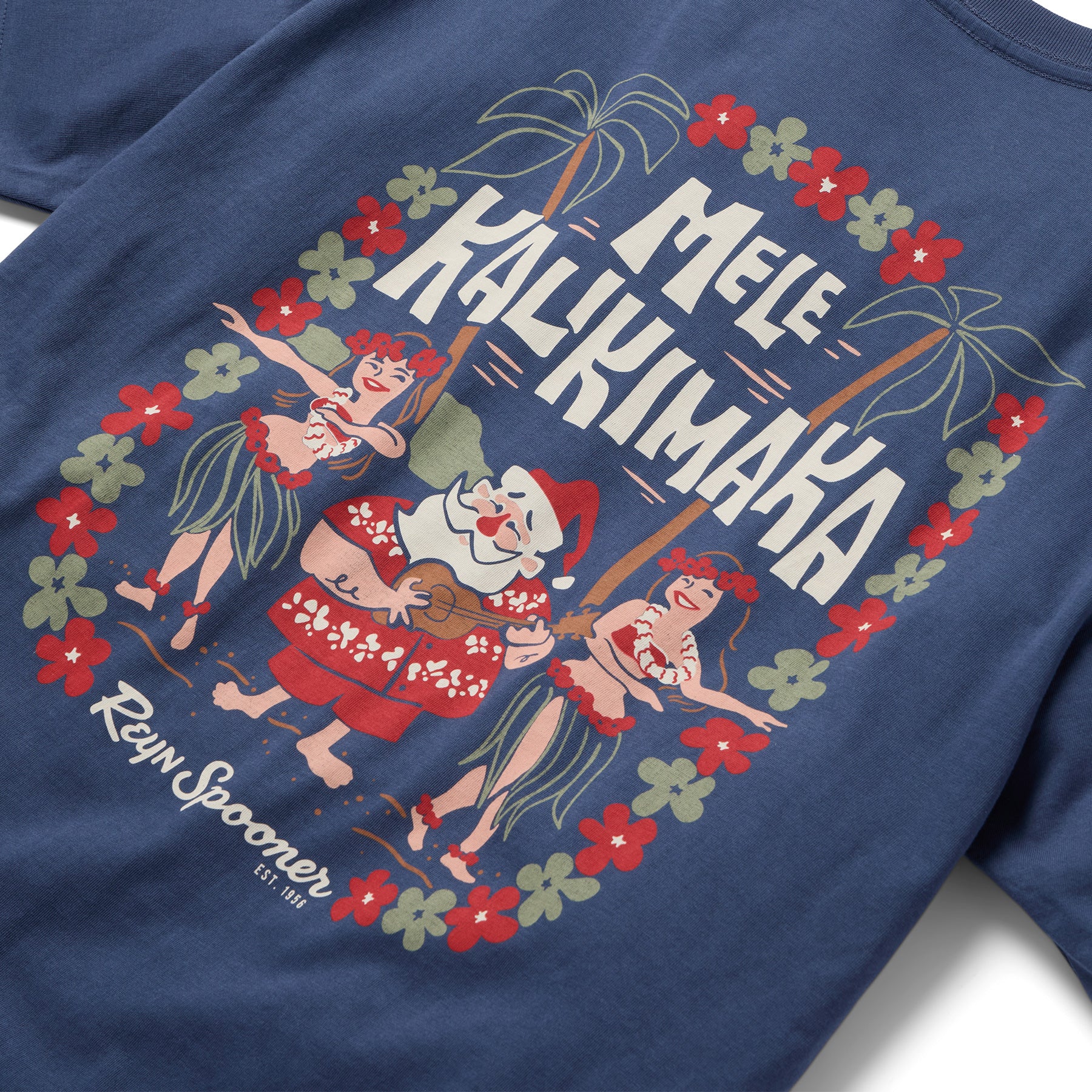 Reyn Spooner SANTA HULA GRAPHIC TEE in NAVY