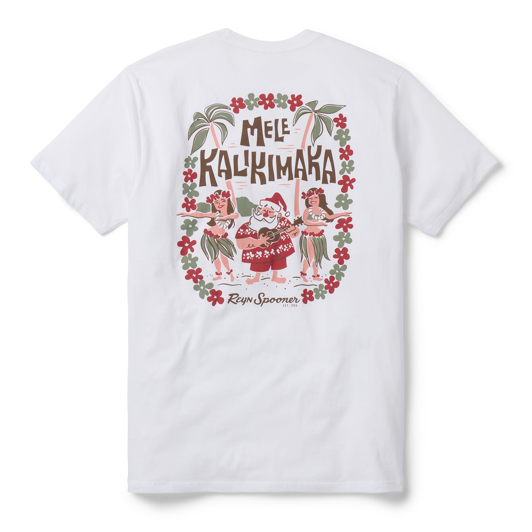 Reyn Spooner SANTA HULA GRAPHIC TEE in WHITE