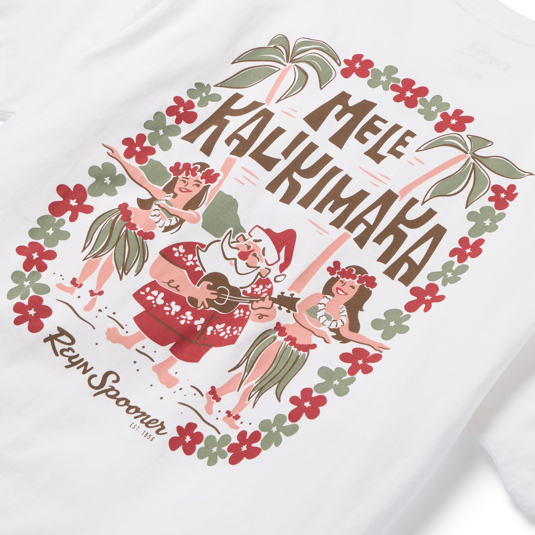 Reyn Spooner SANTA HULA GRAPHIC TEE in WHITE