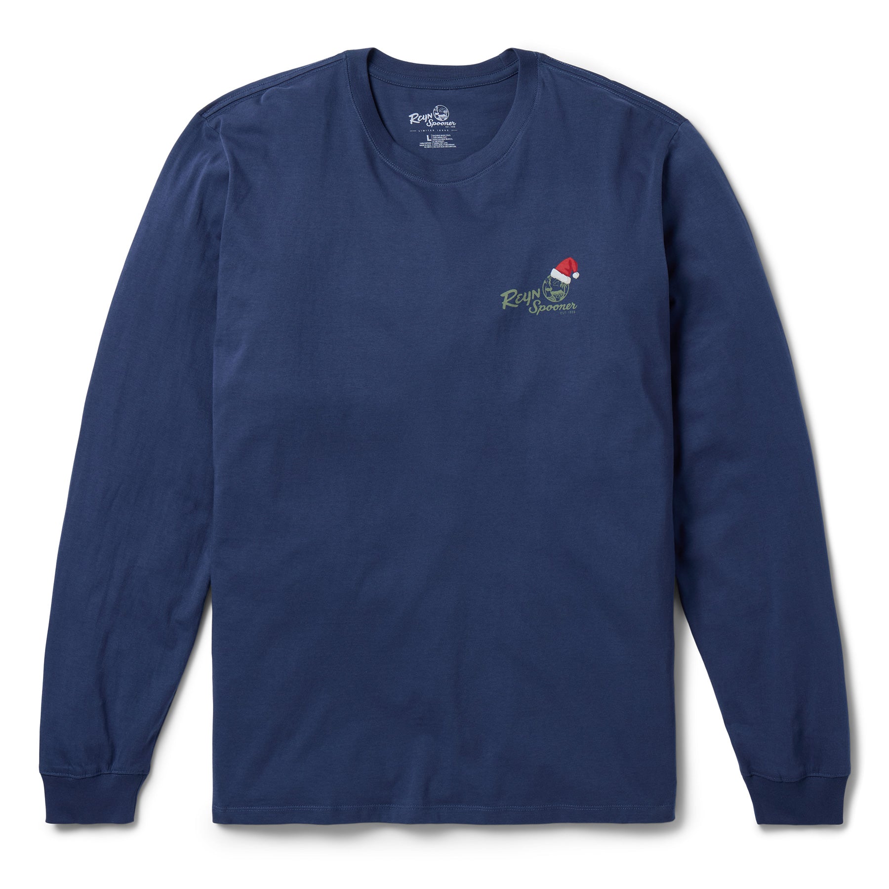 Reyn Spooner SANTA HULA LONG SLEEVE GRAPHIC TEE in NAVY