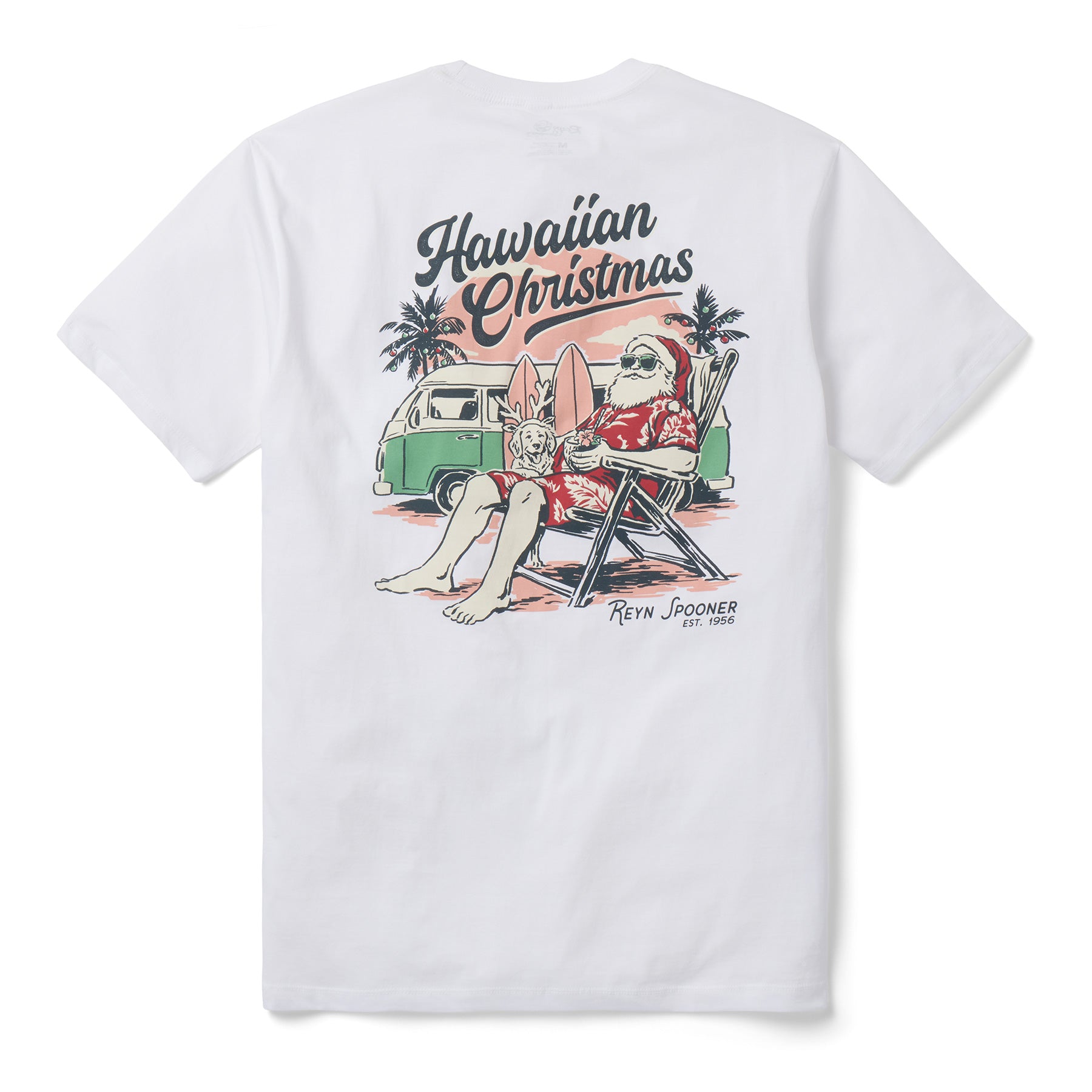 Reyn Spooner SANTA IN HAWAI'I GRAPHIC TEE in WHITE