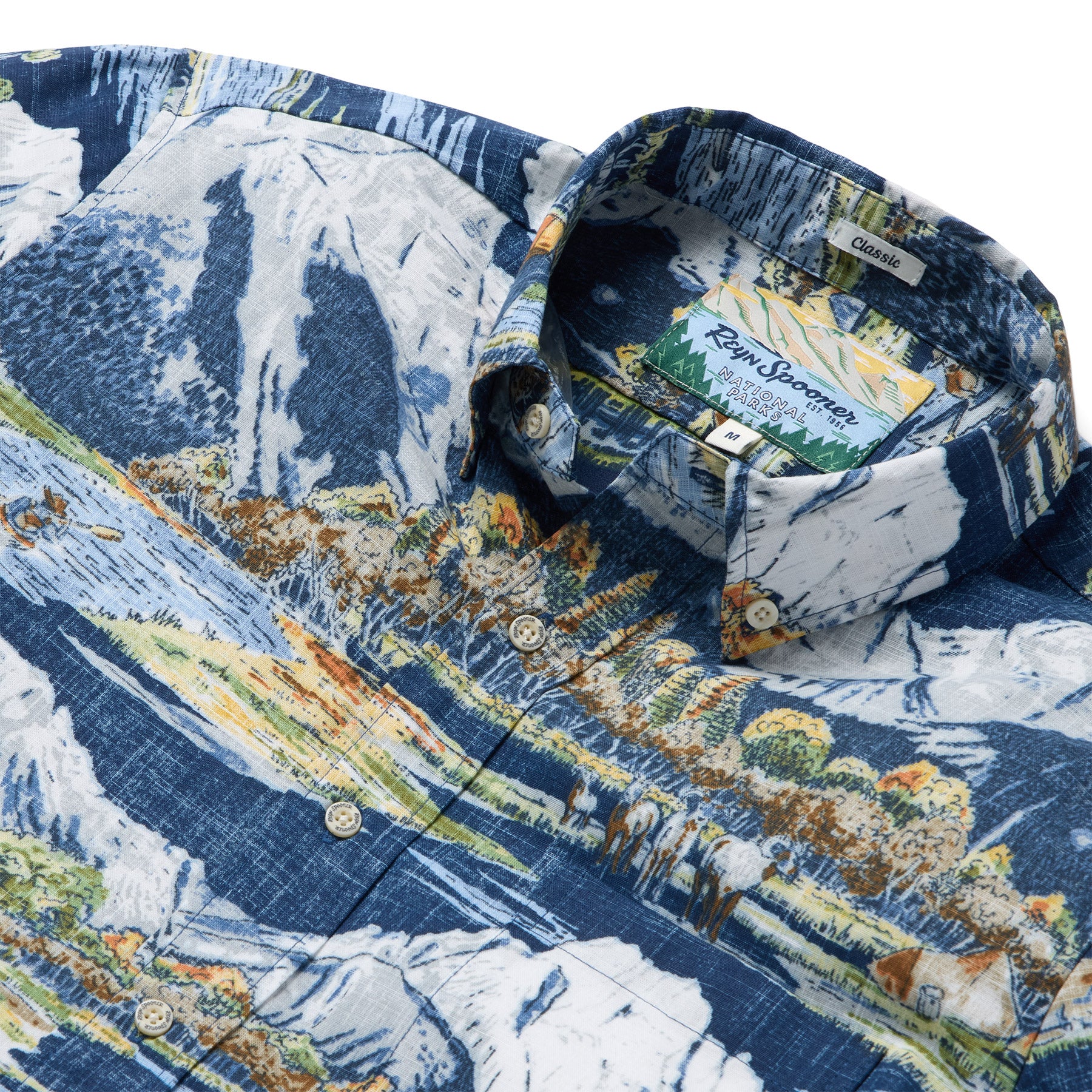 Reyn Spooner GRAND TETON NATIONAL PARK BUTTON FRONT in NAVY