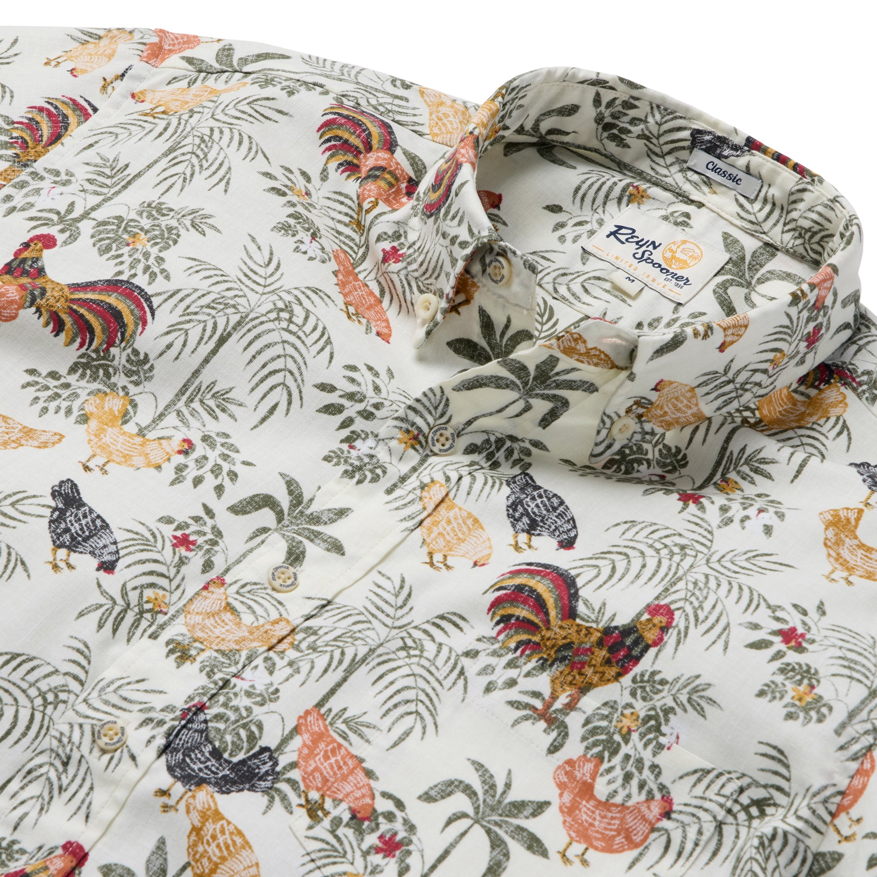 Reyn Spooner KAUAI ALARM CLUCK BUTTON FRONT in WHITE