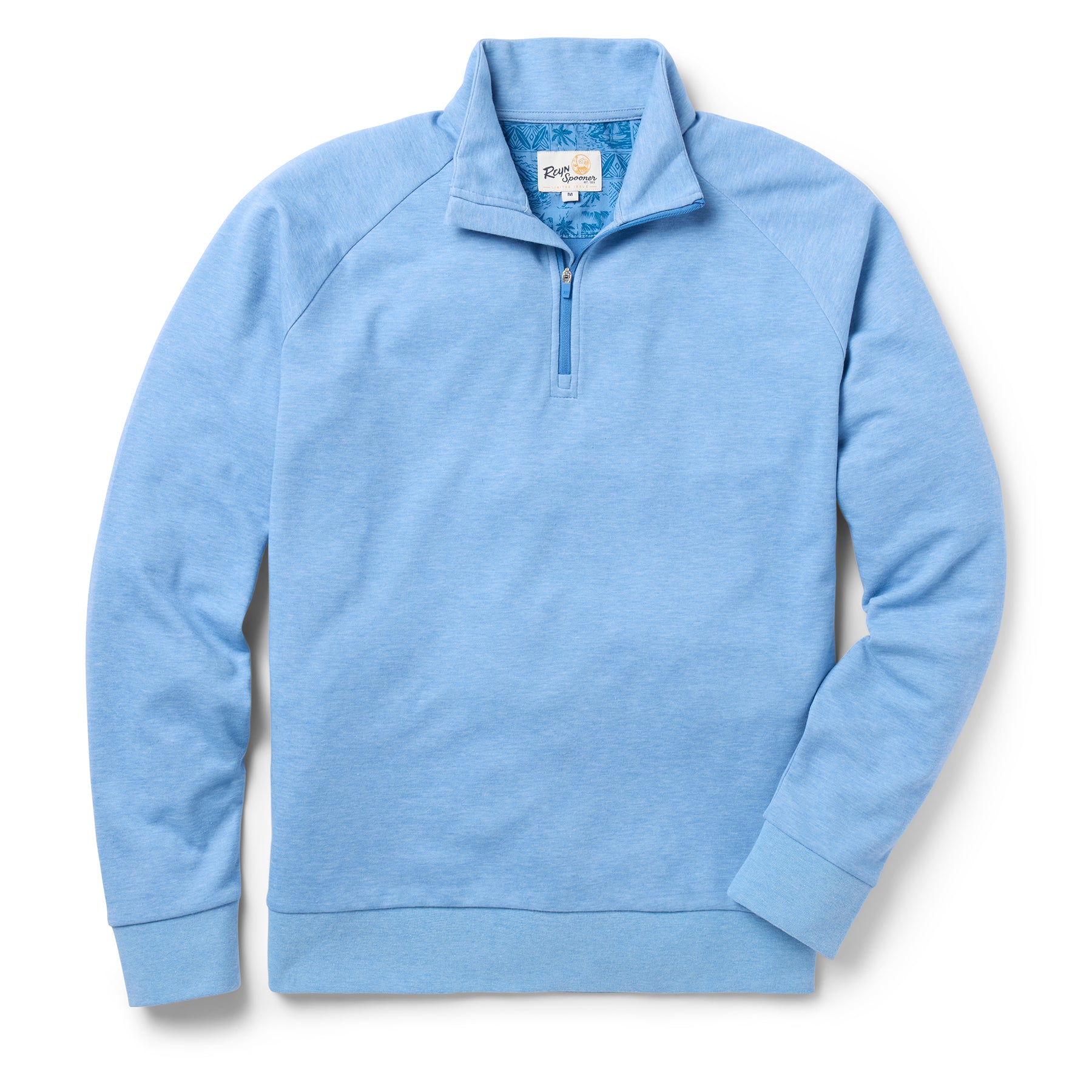 Reyn Spooner HEATHERED JERSEY QUARTER ZIP PULLOVER in MID BLUE