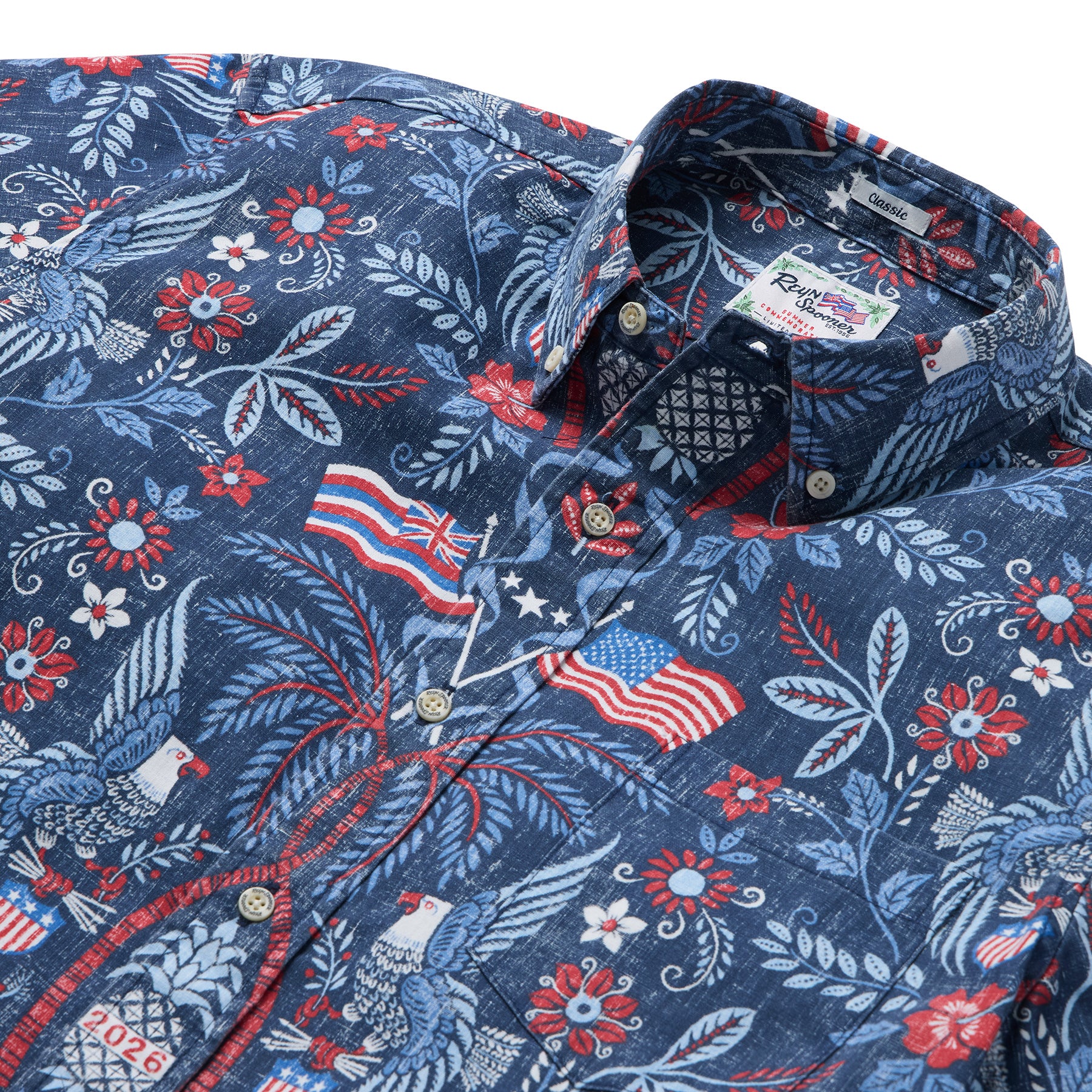 Reyn Spooner SUMMER COMMEMORATIVE 2026 BUTTON FRONT in NAVY