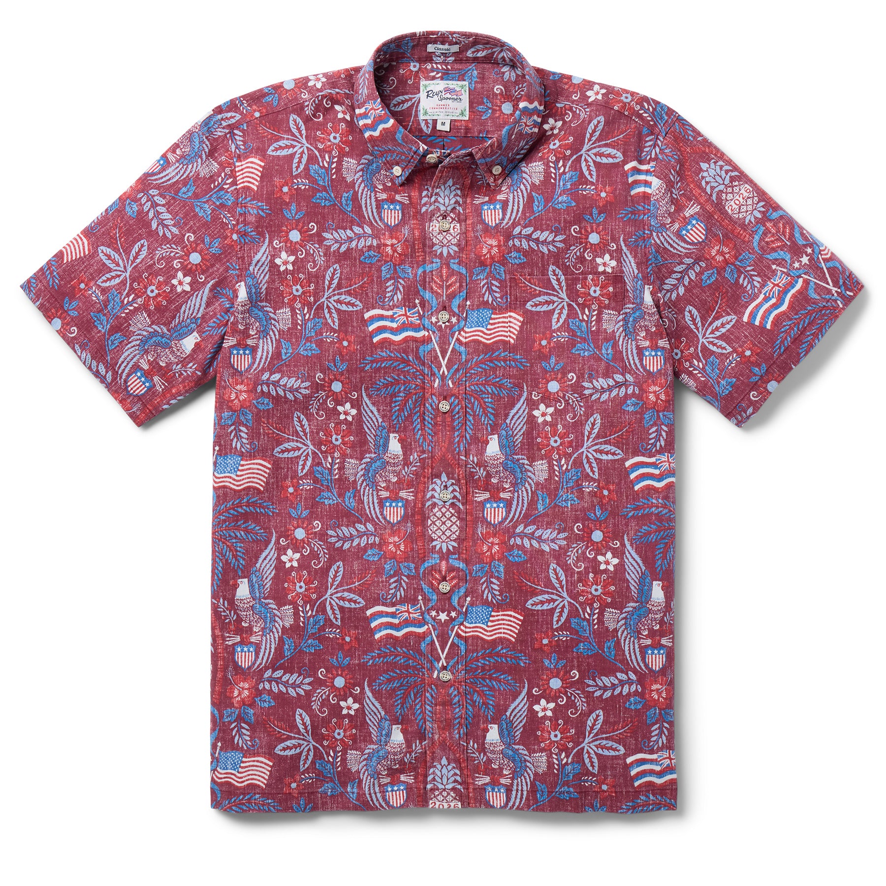 Reyn Spooner SUMMER COMMEMORATIVE 2026 BUTTON FRONT in RED