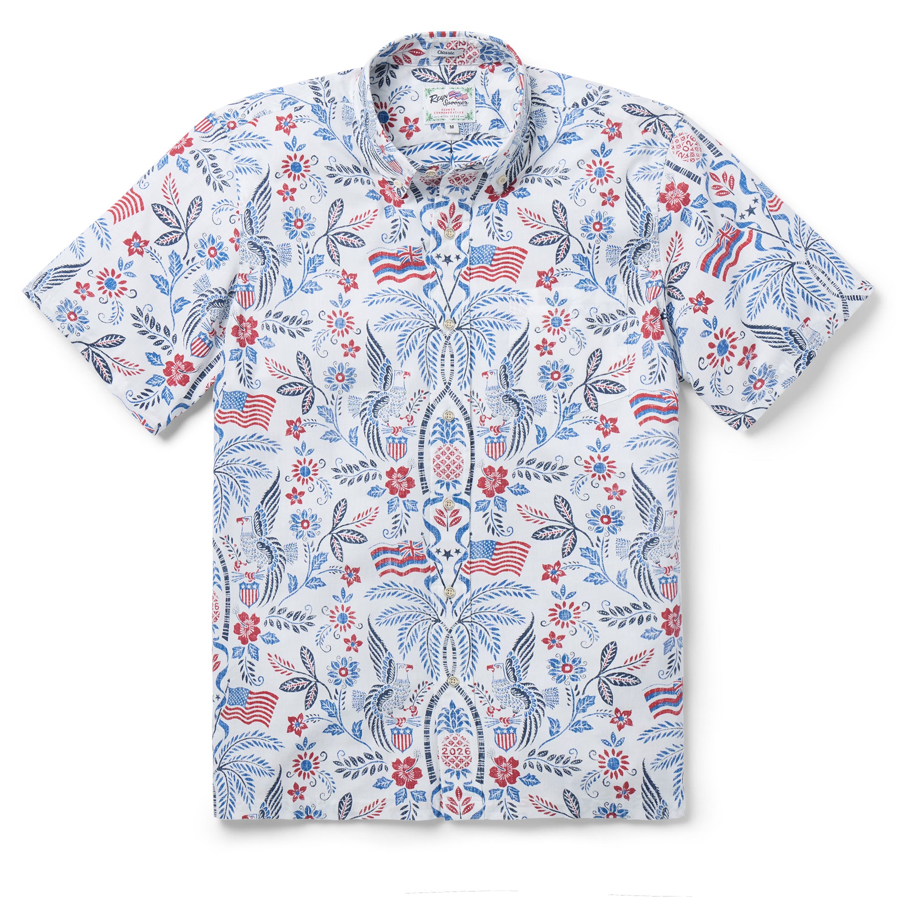 Reyn Spooner SUMMER COMMEMORATIVE 2026 BUTTON FRONT in WHITE