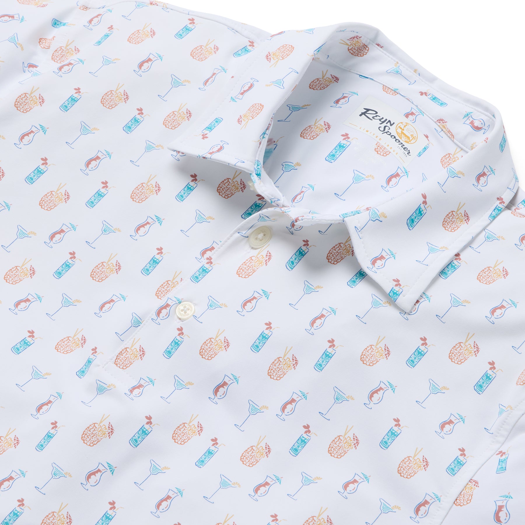 Reyn Spooner BLUE HAWAI'I PERFORMANCE POLO in WHITE