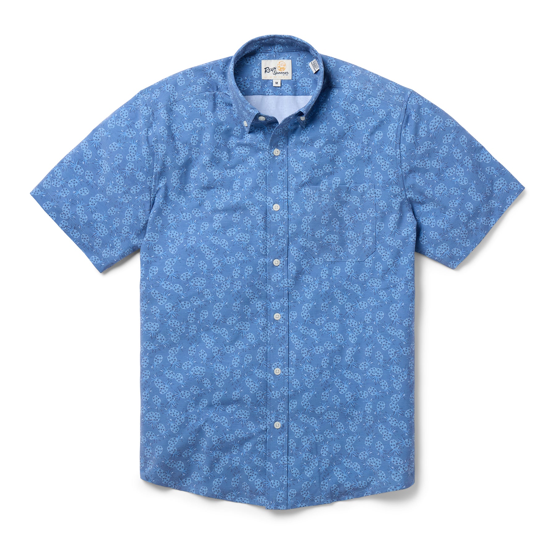 Reyn Spooner POLKA DOT PINEAPPLES PERFORMANCE ALOHA SHIRT in MOONLIGHT BLUE