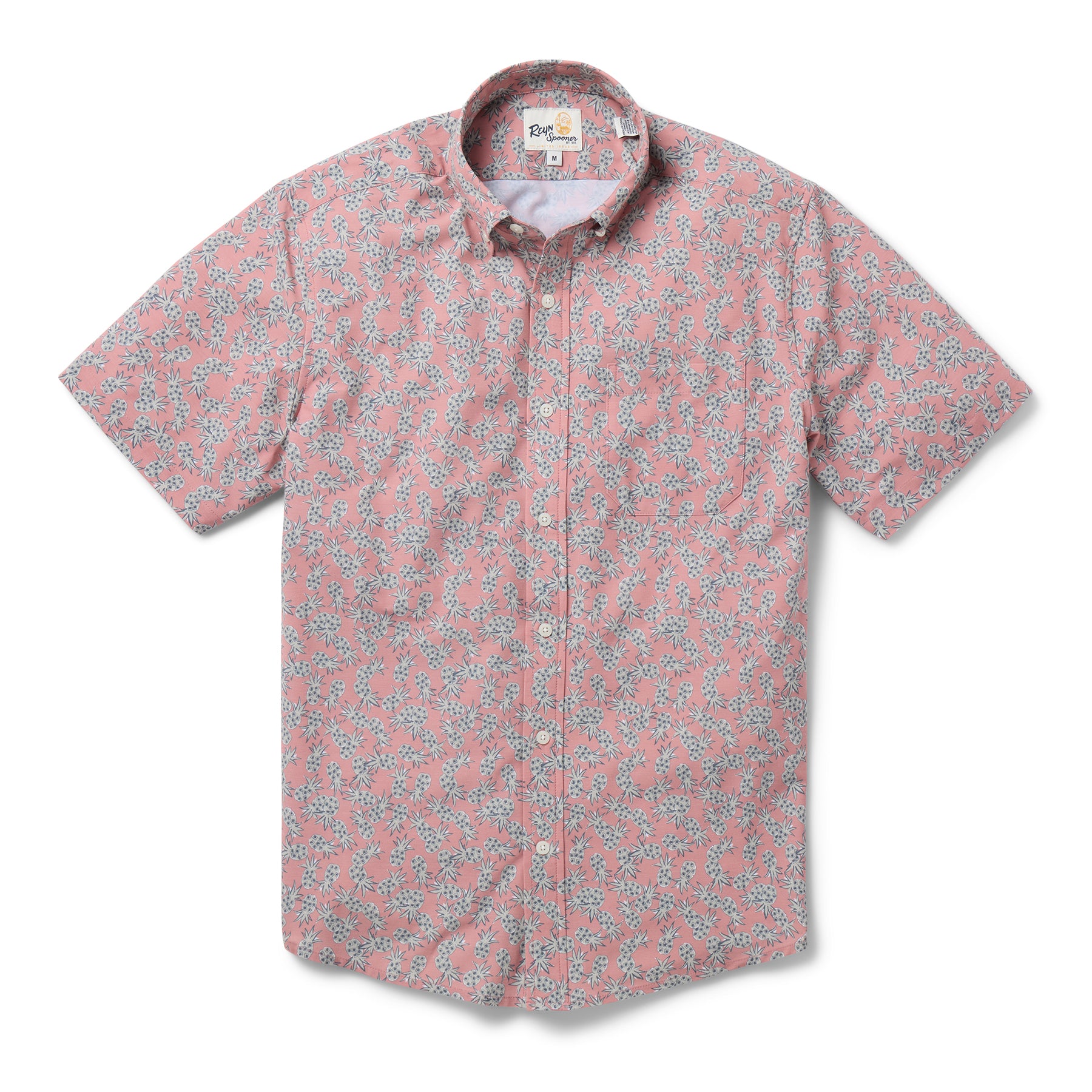 Reyn Spooner POLKA DOT PINEAPPLES PERFORMANCE ALOHA SHIRT in ROSE