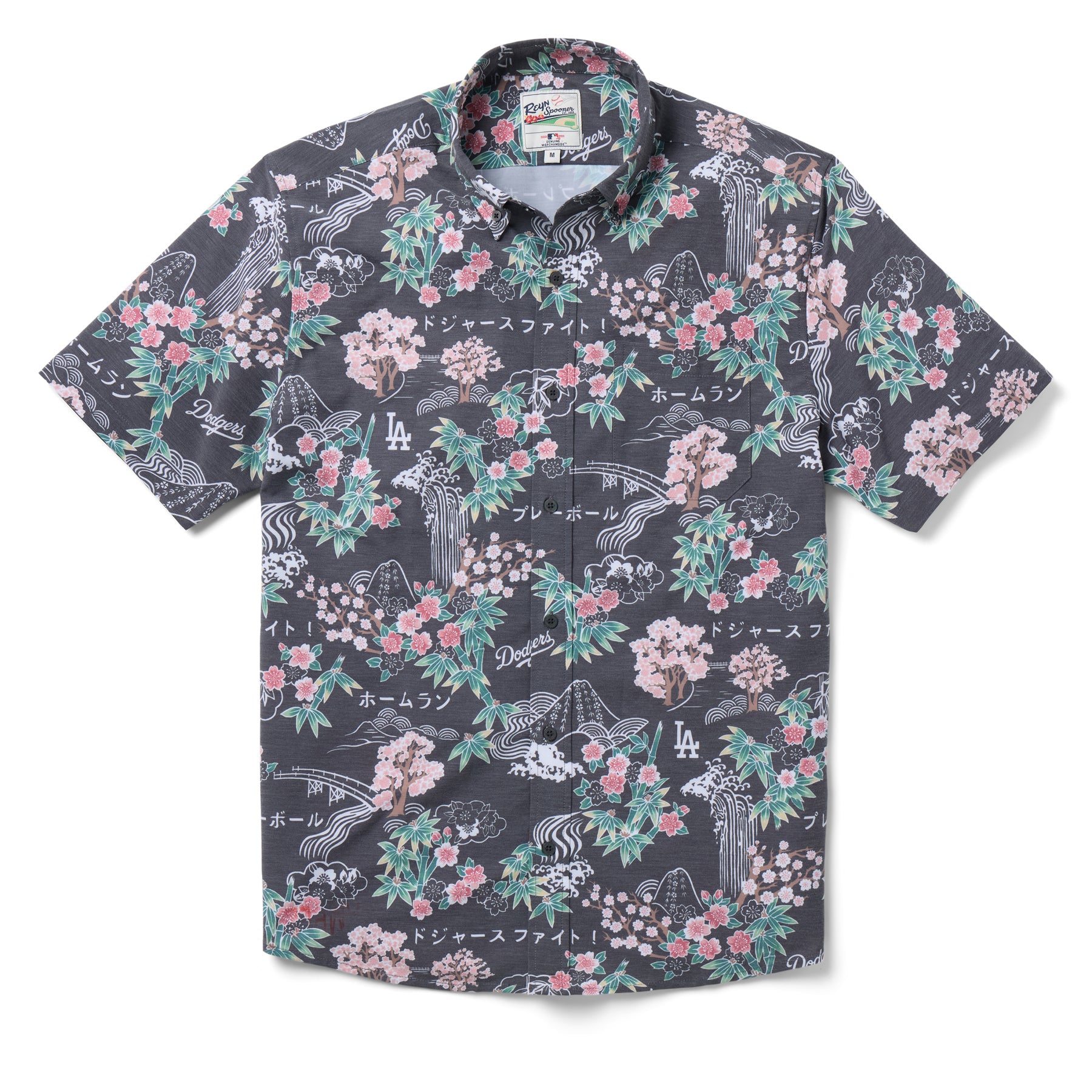 Reyn Spooner MLB® LOS ANGELES DODGERS SAKURA SPRING PERFORMANCE ALOHA SHIRT in BLACK