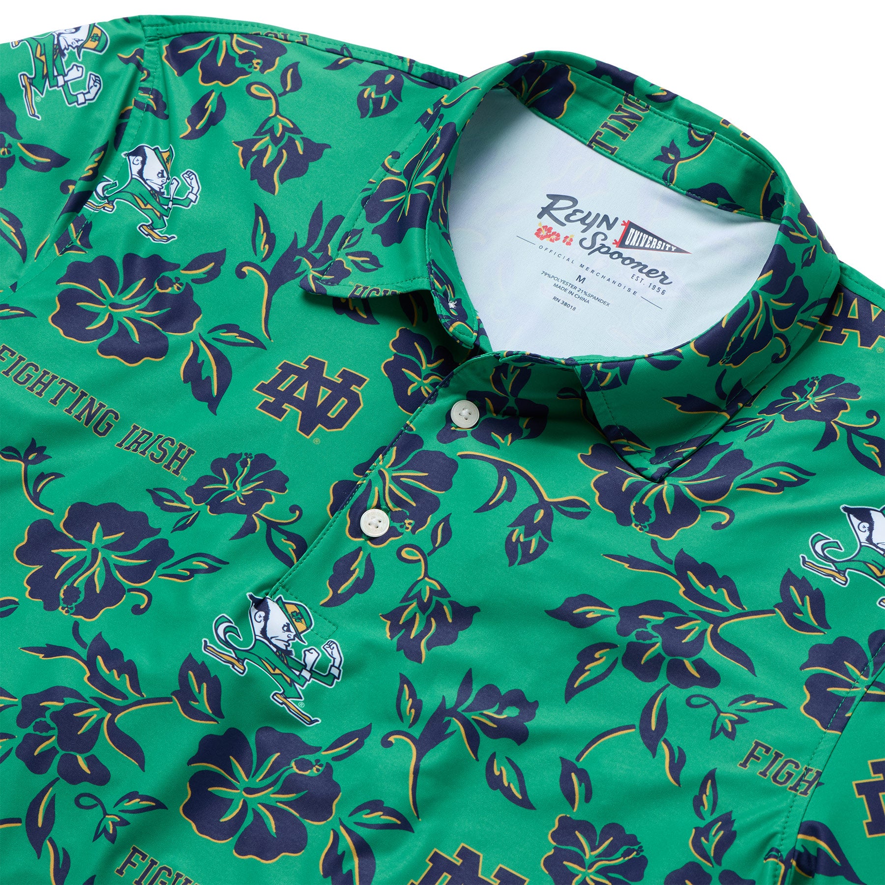 Reyn Spooner UNIVERSITY OF NOTRE DAME PUA PERFORMANCE POLO in GREEN