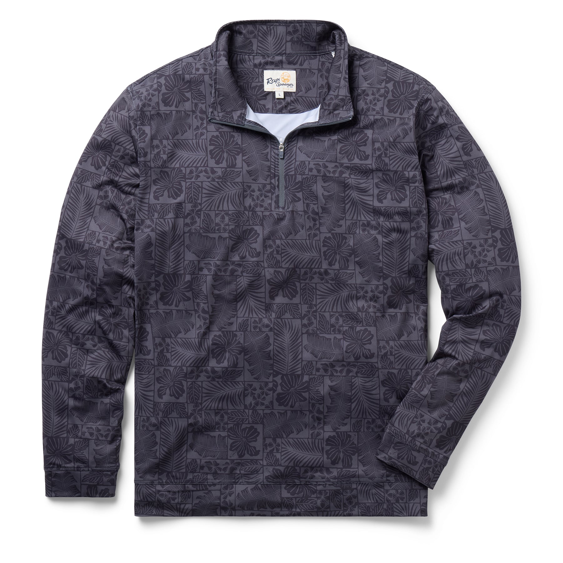Reyn Spooner FLORAL FRAMES PERFORMANCE QUARTER ZIP in CHARCOAL